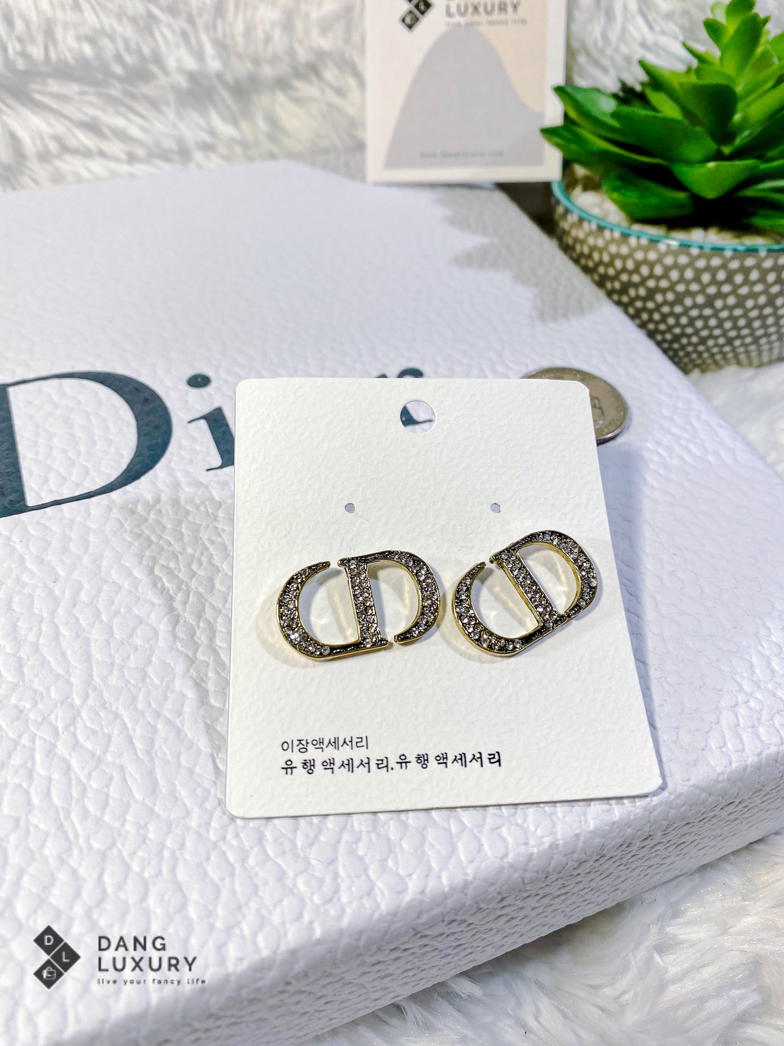 [TOP] D!or Christian Dior Logo Earrings - Christian Dior