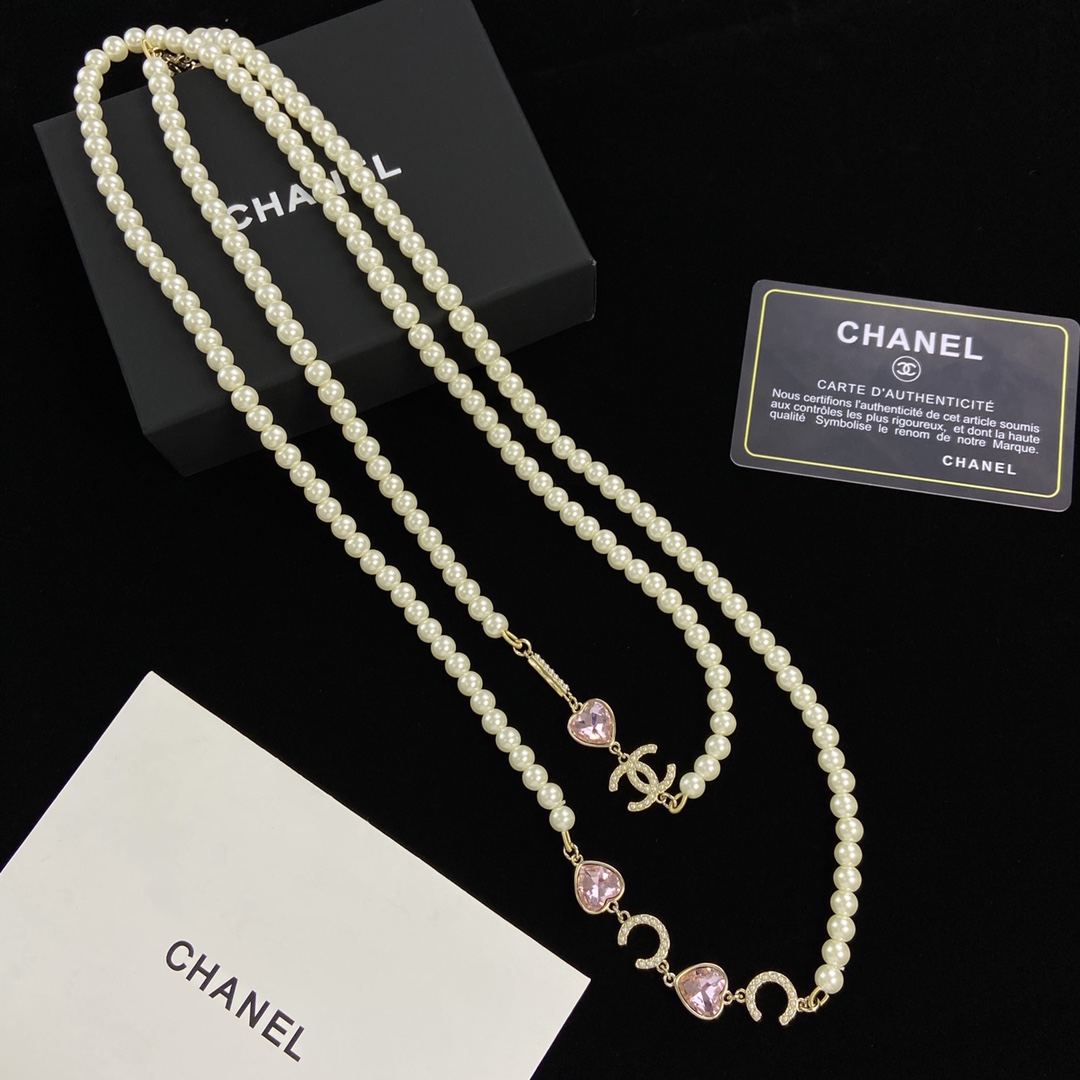 [TOP] CH@NEL Long Pearl Necklace - Chanel