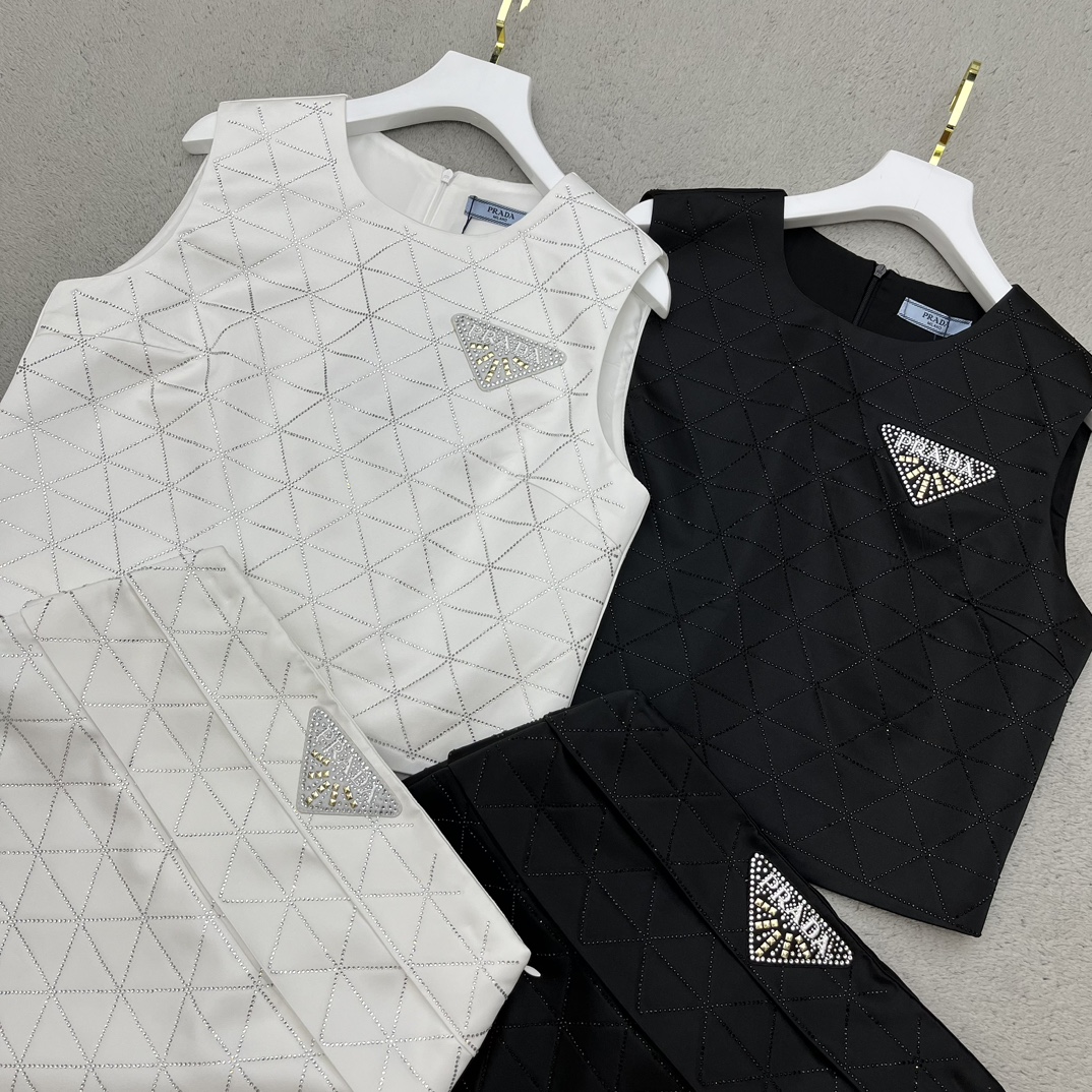 [TOP] PR@DA Triangle Logo Sleeveless Set - 2 Color - Prada