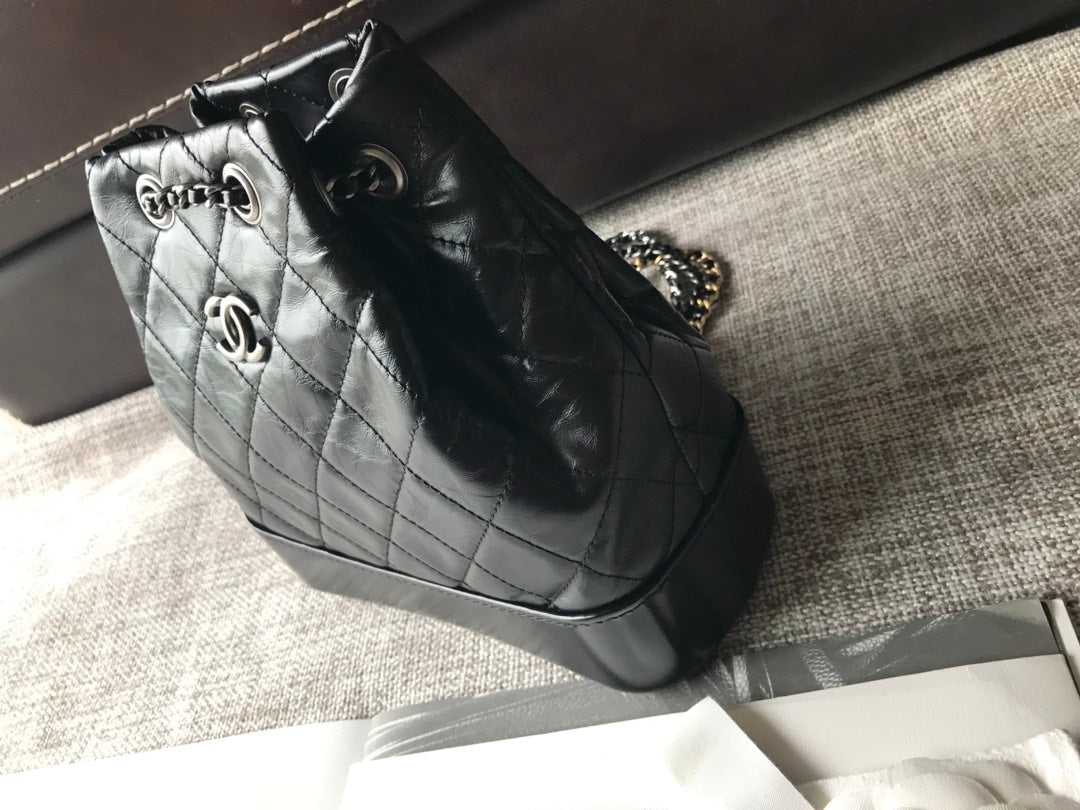 [TOP] CH@NEL Gabrielle Quilted Backpack - Black - Chanel