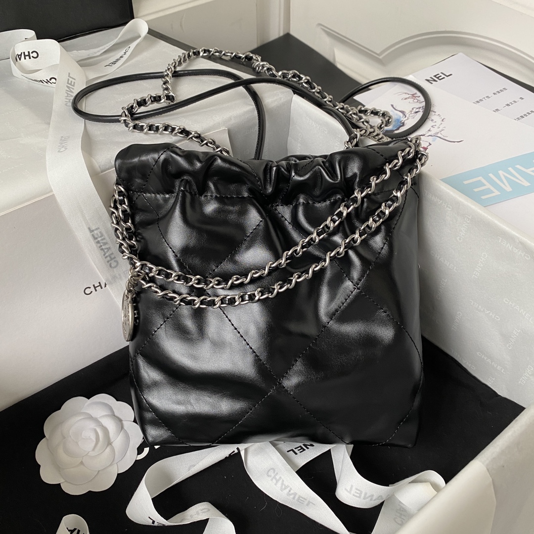 [TOP] CH@NEL mini22 Quilted Gold Chain Small Bag - Black - Chanel