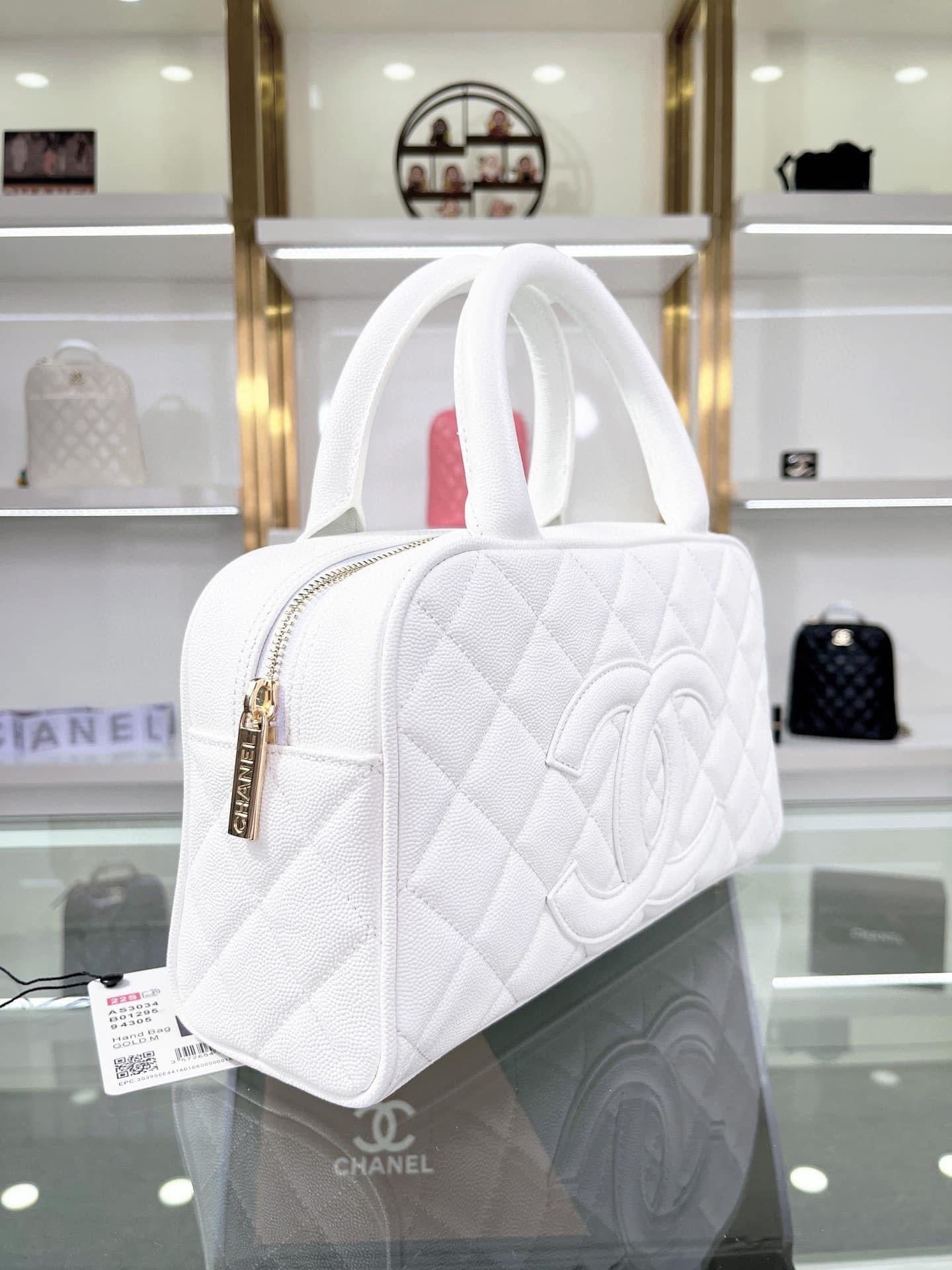 [TOP] CH@NEL Bowler Mini Bag - White - Chanel