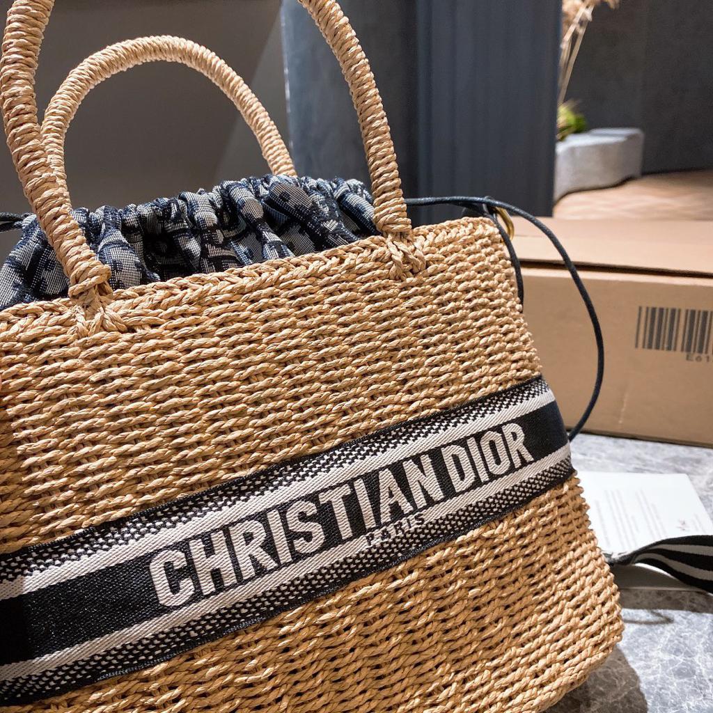 [TOP] D!or Straw Bag 28cm - Christian Dior