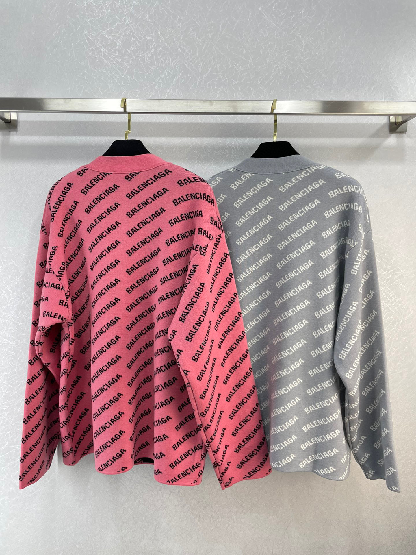 [TOP] BAL€NCIAGA Logo Wool Cardigan - Pink/Grey/Black/White - Balenciaga
