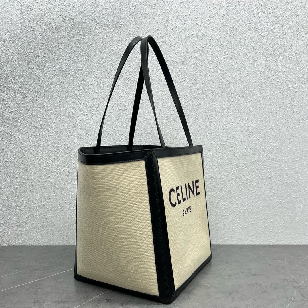 [TOP] C€LINE Cabas Canvas Tote Bag - Black - Celine