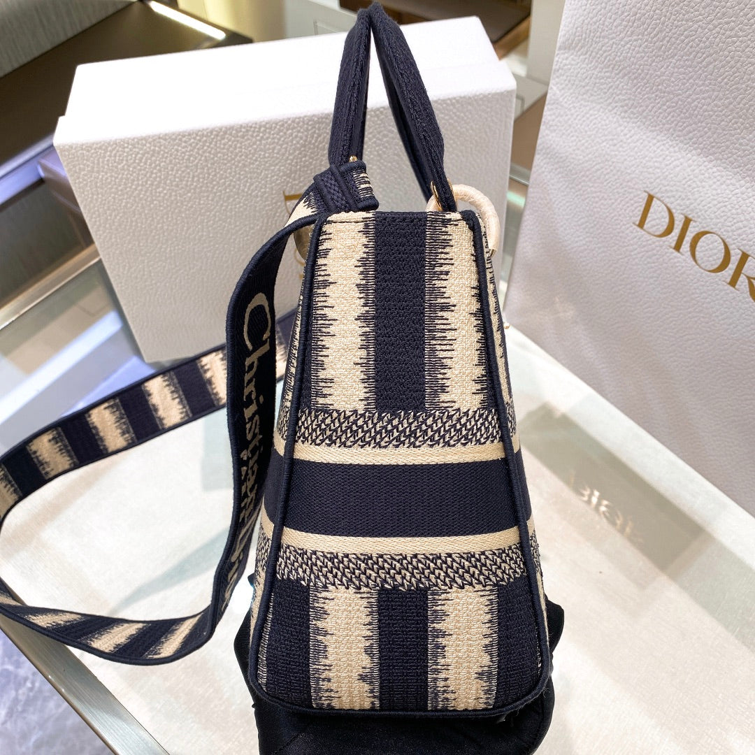 [TOP] D!or Lady Christian Dior Bag D-Lite D-Stripes Medium - Navy Blue - Christian Dior