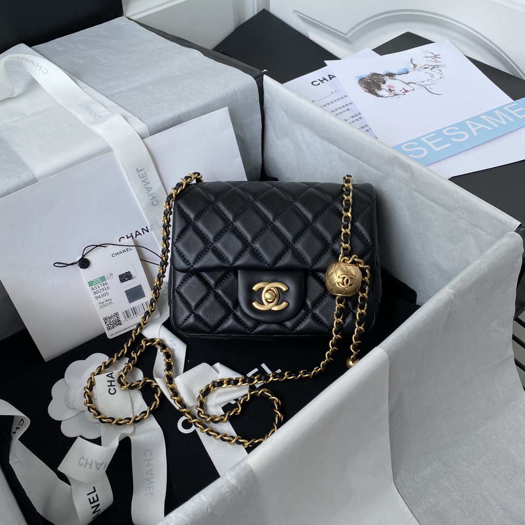 [TOP] CH@NEL Mini Classic Flap Bag - GHW - Black - Chanel
