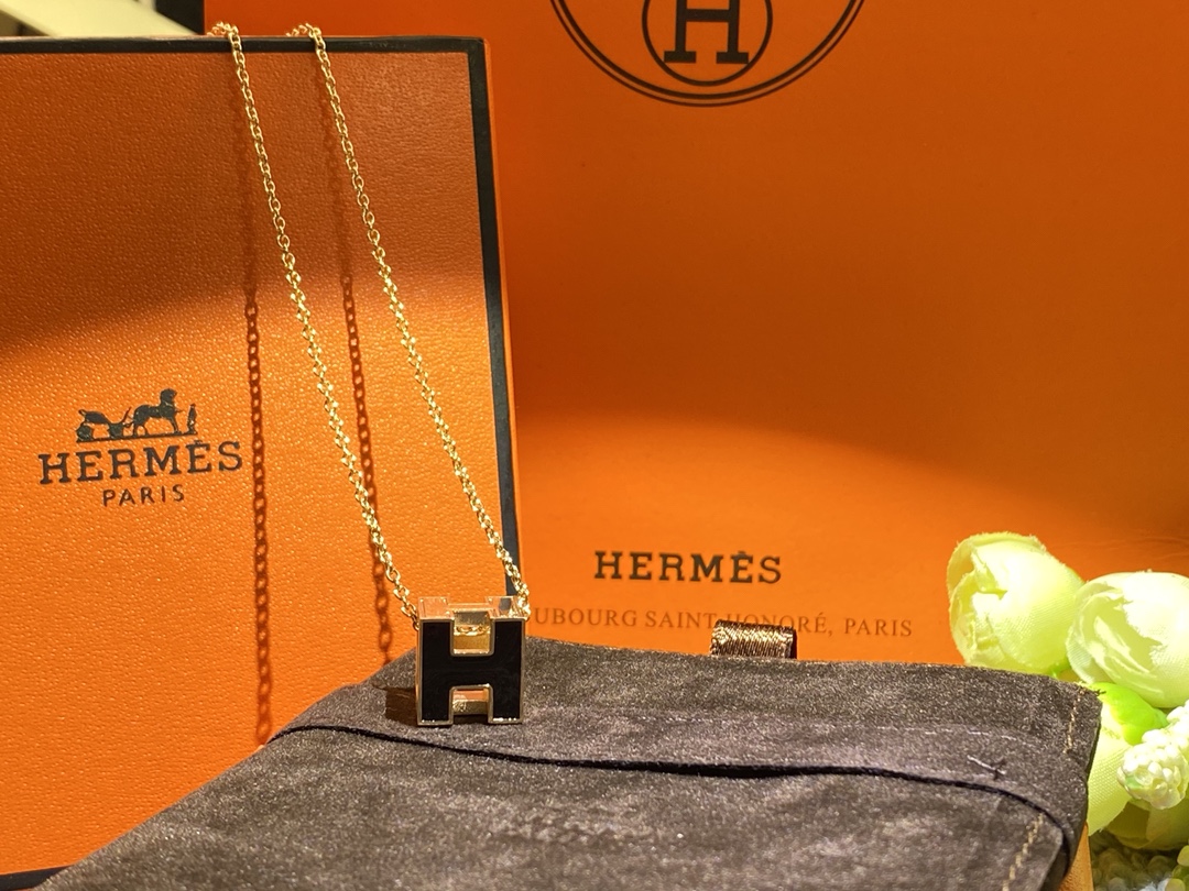 [TOP] H€RMES H Box Necklace - Hermes