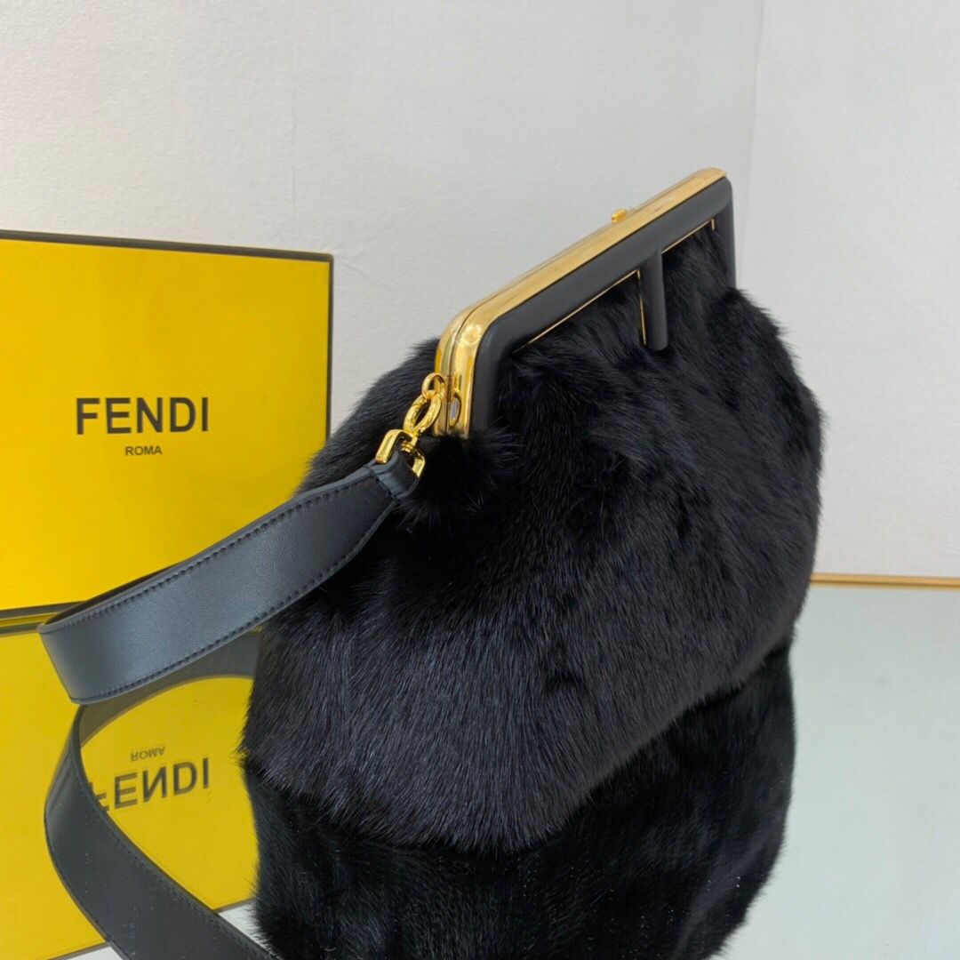 [TOP] F€NDI F€ndi First Medium Mink Bag - Black - Fendi