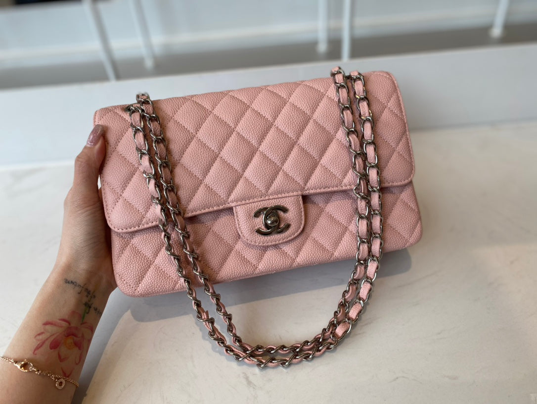 [TOP] CH@NEL Classic Flap Bag Caviar Medium 25.5cm – Pink & SHW - Chanel