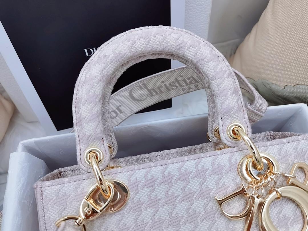 [Top] D!or Lady Christian Dior Bag D-Lite Houndstooth - Rose Powder - Christian Dior
