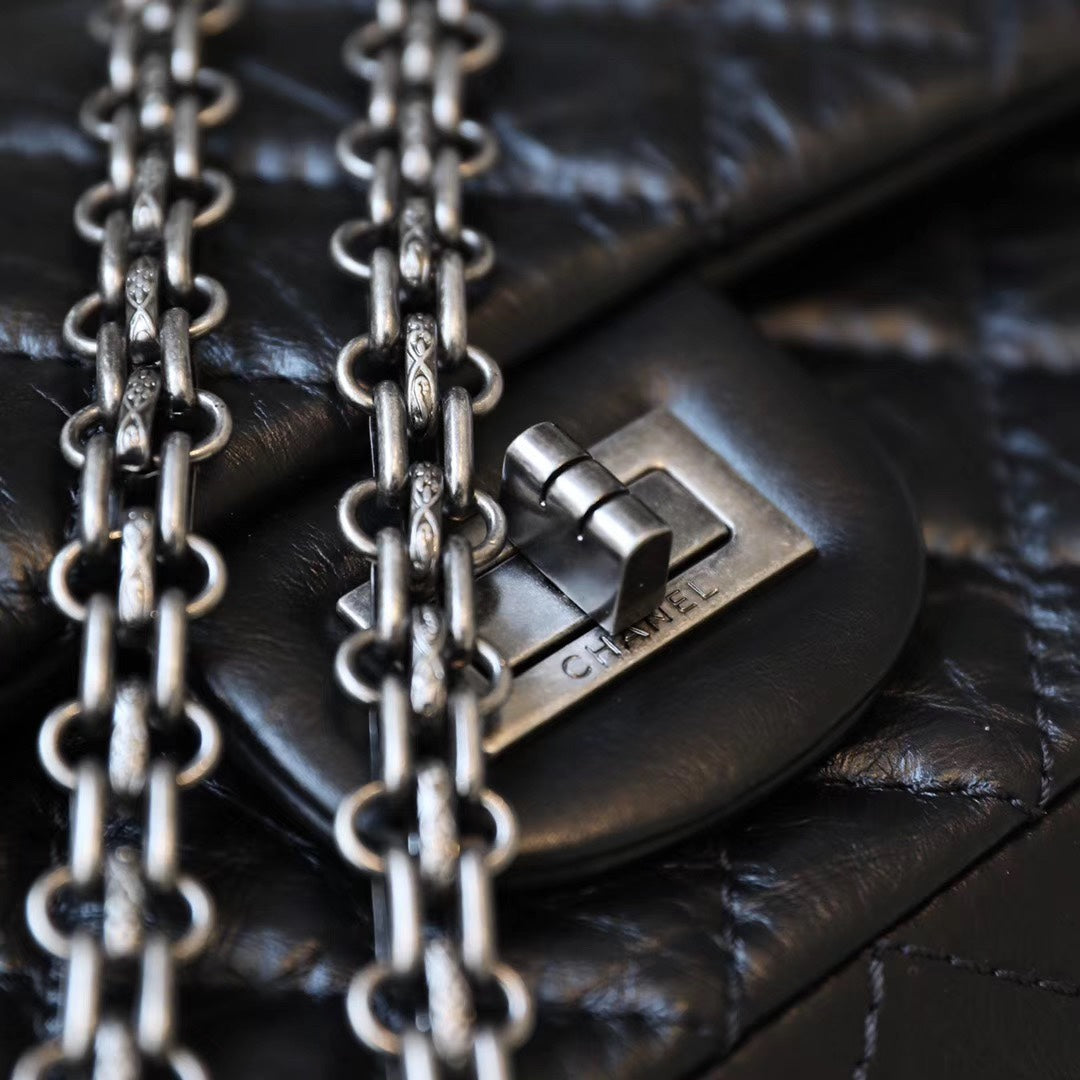 [TOP] CH@NEL 2.55 Reissue Bag Small 20cm- Black & SHW - Chanel