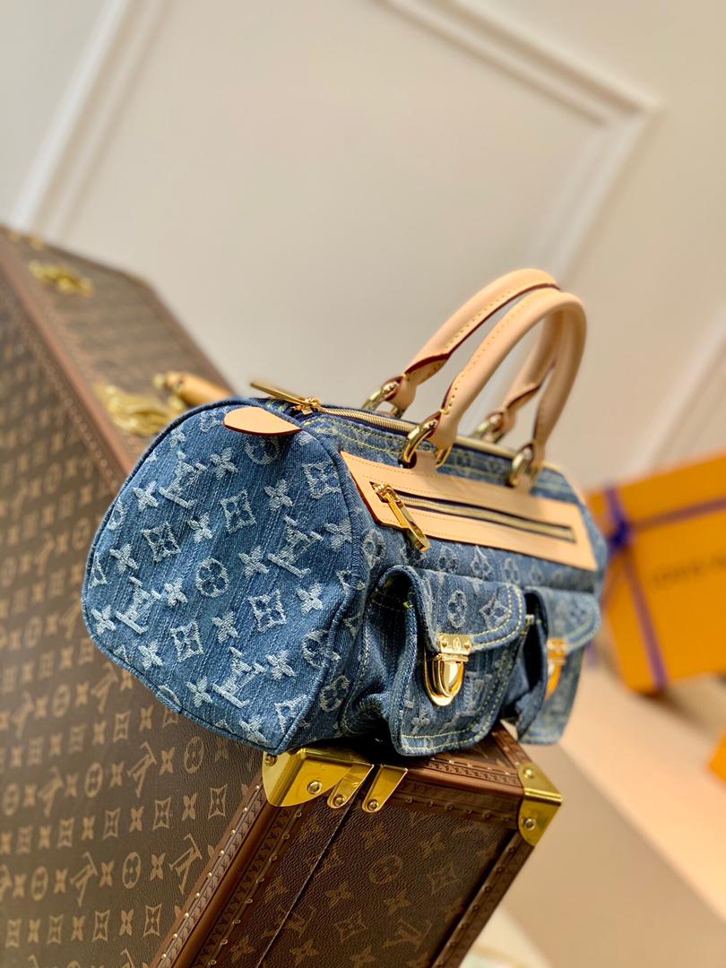 [TOP] L&V L*V 2005 Made Denim Monogram Neo Speedy Indigo - LV Louis Vuitton