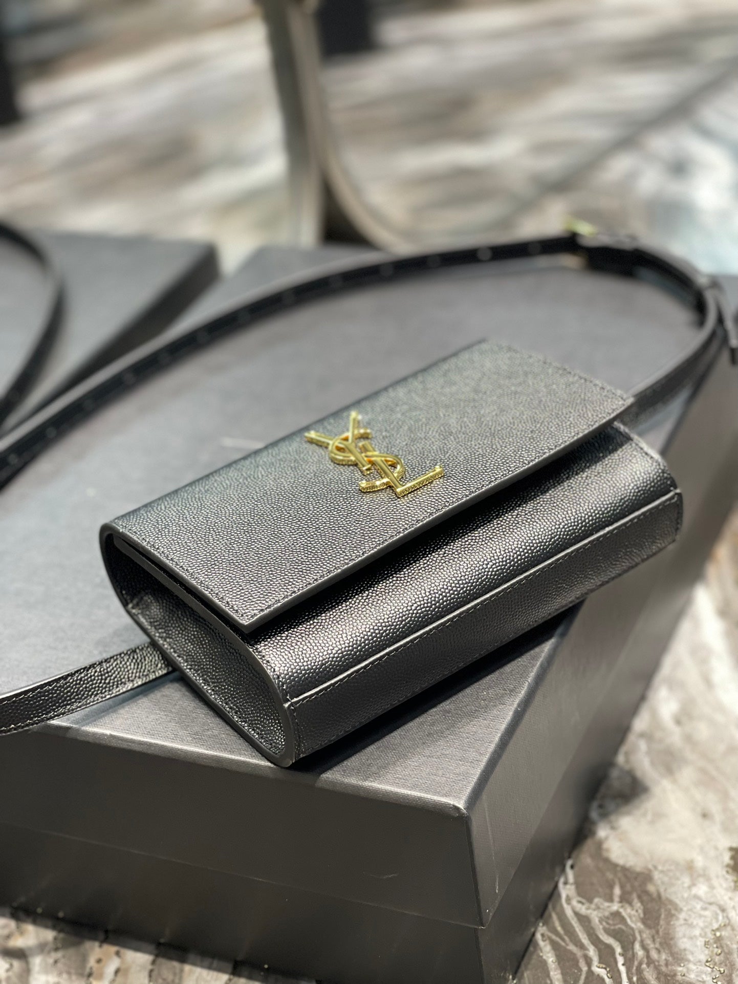 [TOP] Y$L Kate Grainy Belt Bag - Black - Ysl Yves Saint Laurent