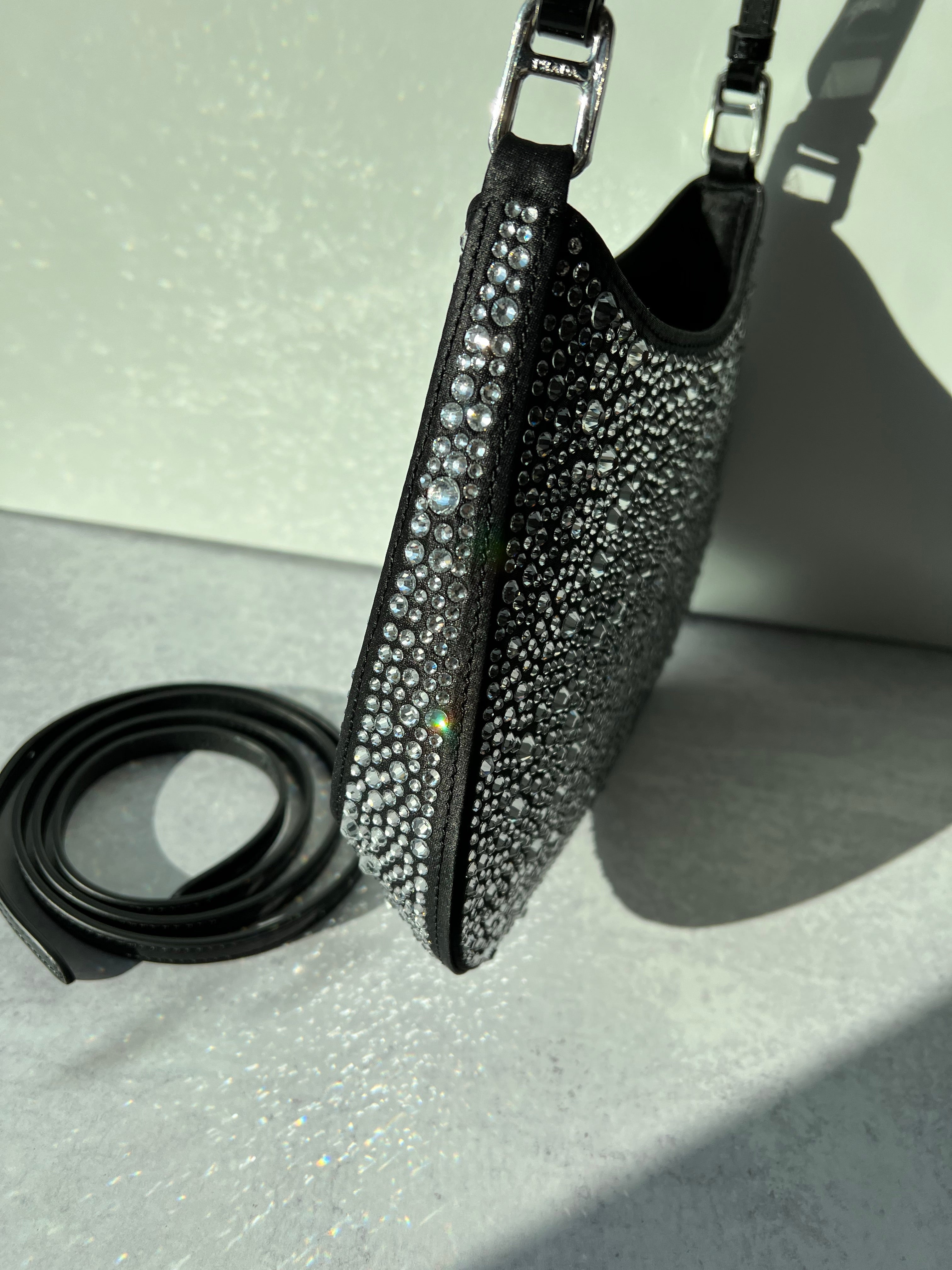 [TOP] PR@DA Cleo Holiday Bag Crystal - Black - Prada