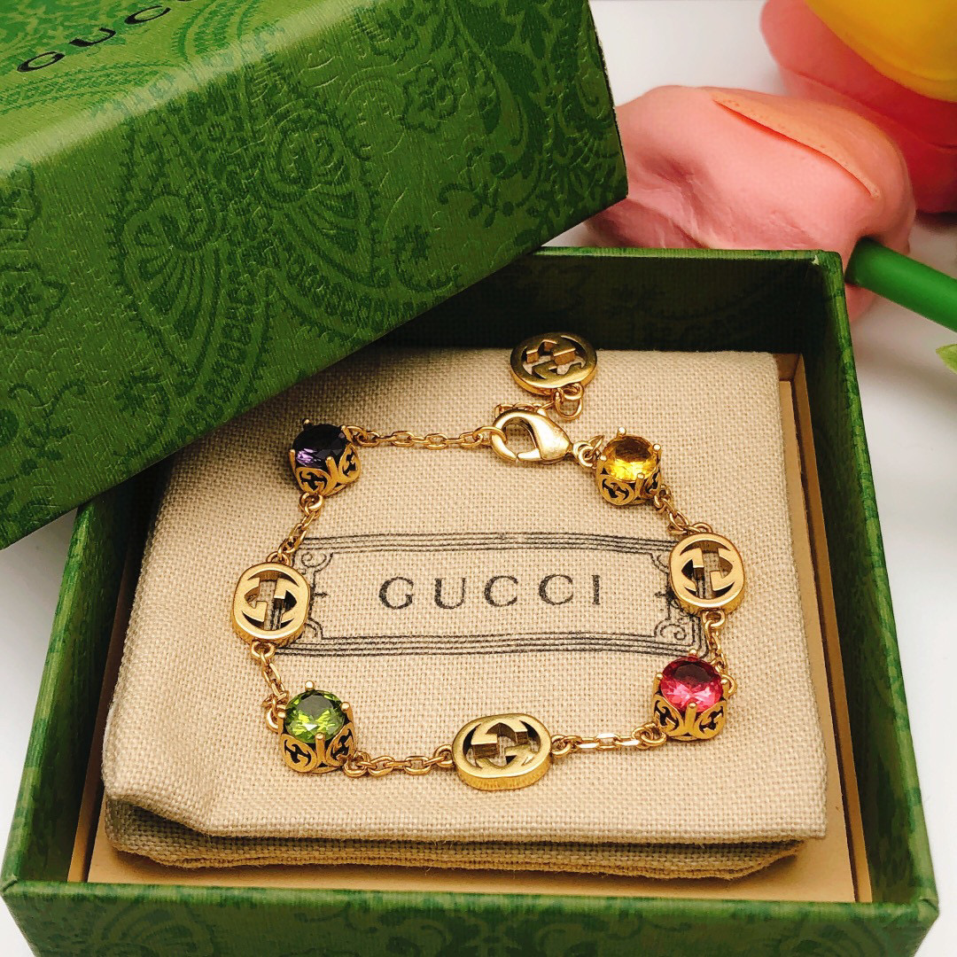 [TOP] GUCC! Colourful Gems Bracelet - Gucci