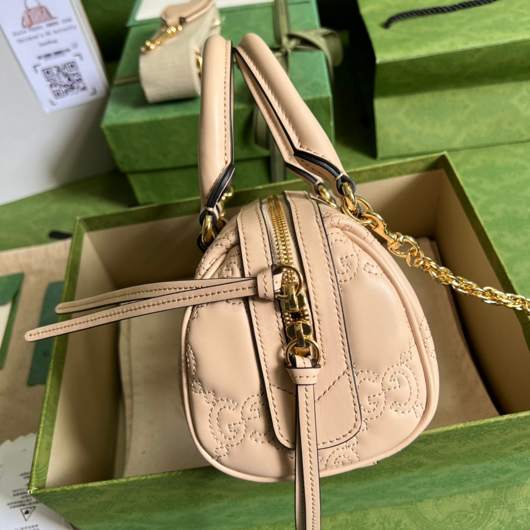 [TOP] GUCC! G*G Matelasse Leather Top Handle Small Bag - Beige - Gucci
