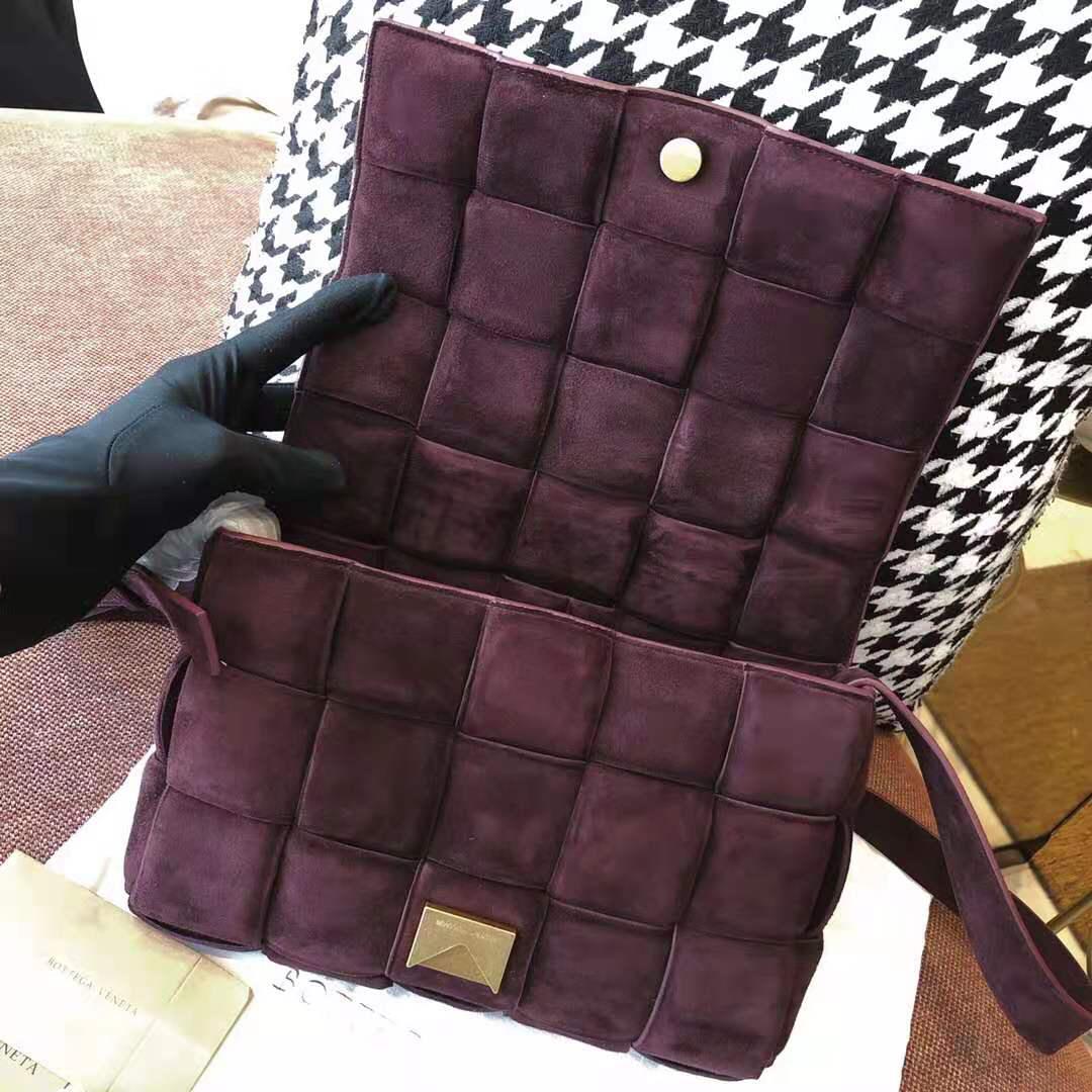 [TOP] B&V B*V Suede Cassette Padded Bag - Red Wine - Bottega Veneta