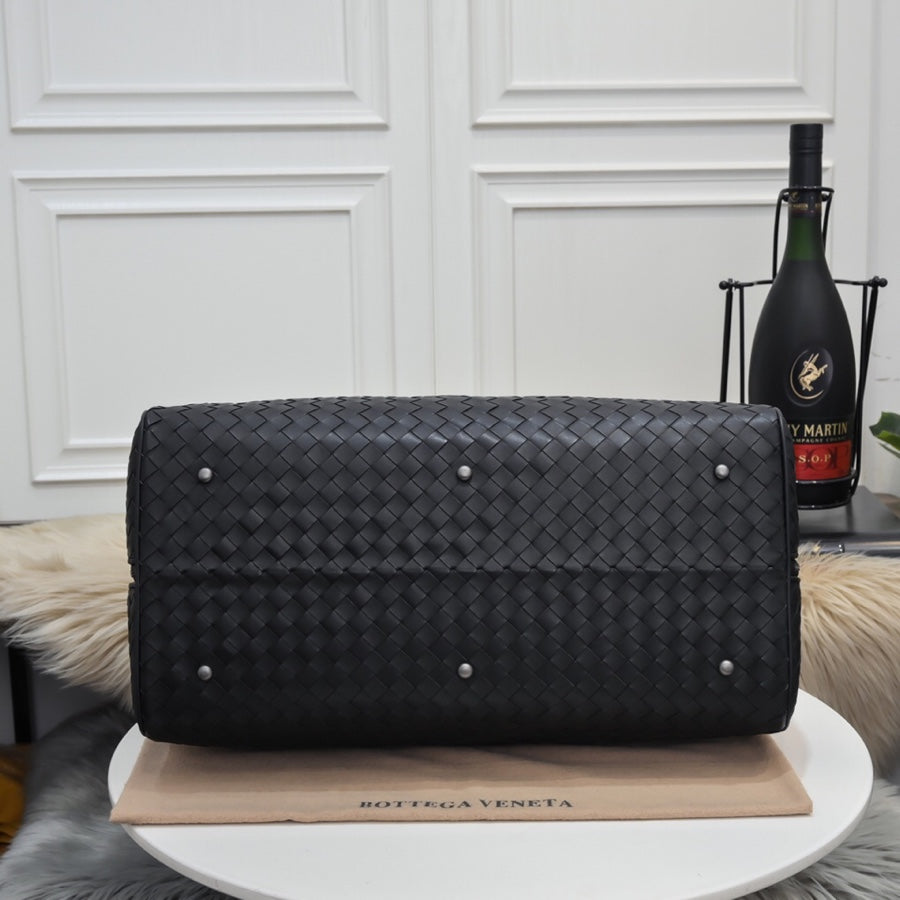 [TOP] B&V BV Intrecciato Travel Bag - Black - Bottega Veneta