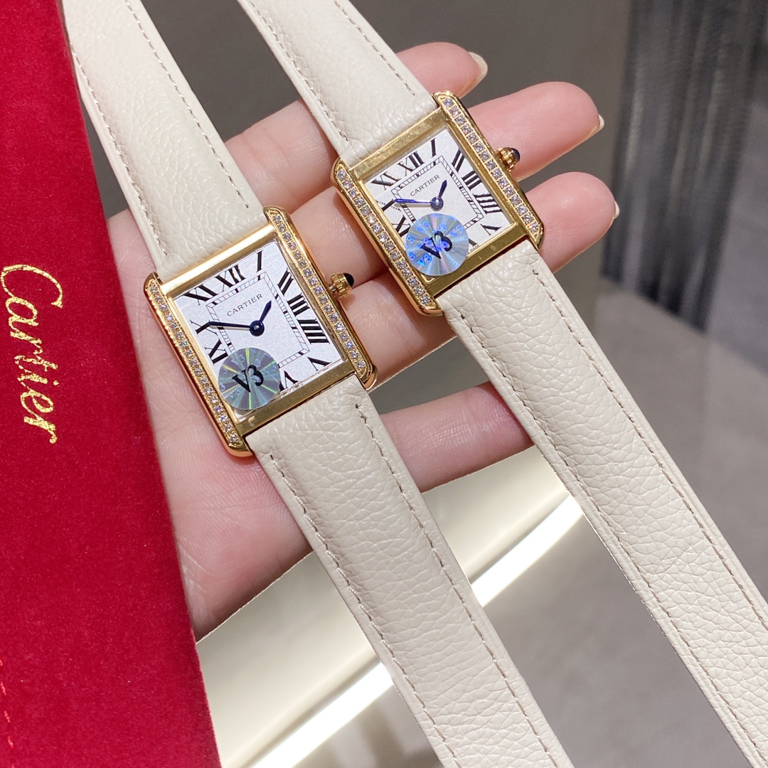 [TOP] C@rtier TankSolo Watches  - White - Cartier