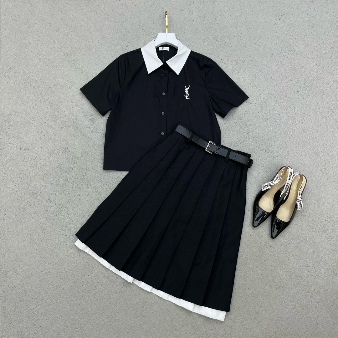 [TOP] Y$L Shirt and Skirt Suit - 2 Color - Ysl Yves Saint Laurent