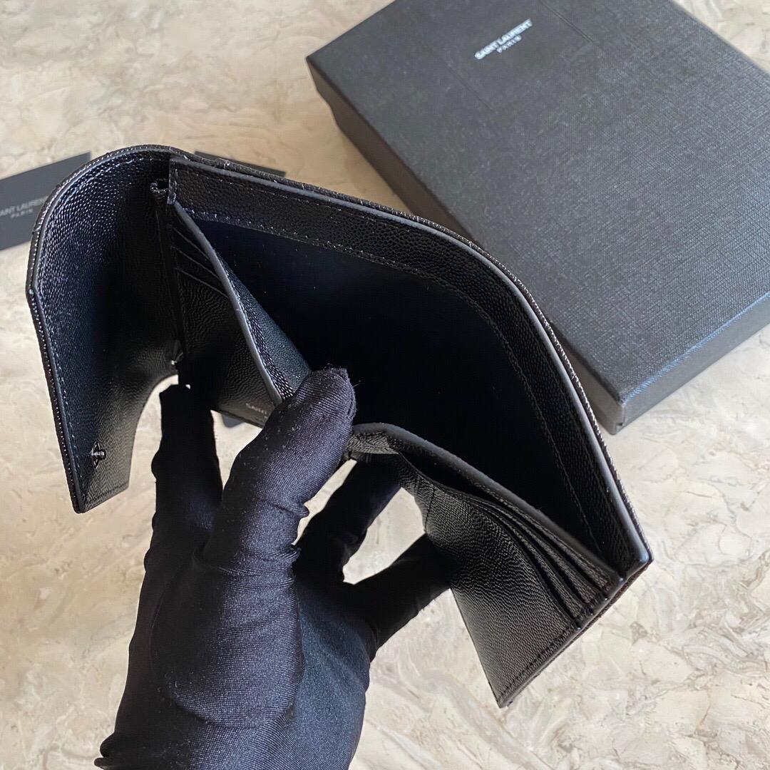 [TOP] Y$L Trifold Wallet Caviar Leather - Black on Black - Ysl Yves Saint Laurent