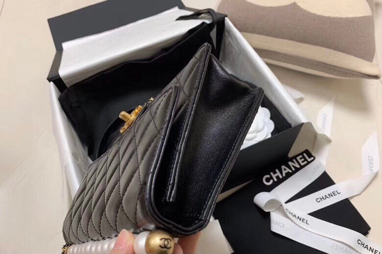 [TOP] CH@NEL Flap Bag Quilted Chic Pearl Lambskin Small - Black - Chanel