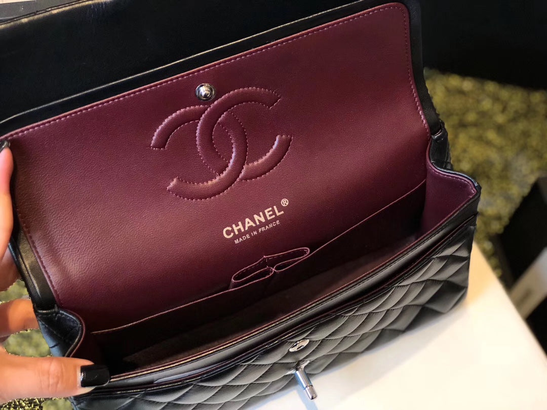 [TOP] CH@NEL Classic Flap Bag Lambskin Medium 25.5cm – Black w SHW - Chanel
