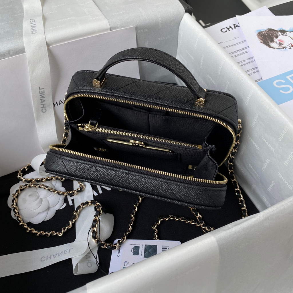 [TOP] CH@NEL Vanity With Pull Out Mirror Small - Black - Chanel