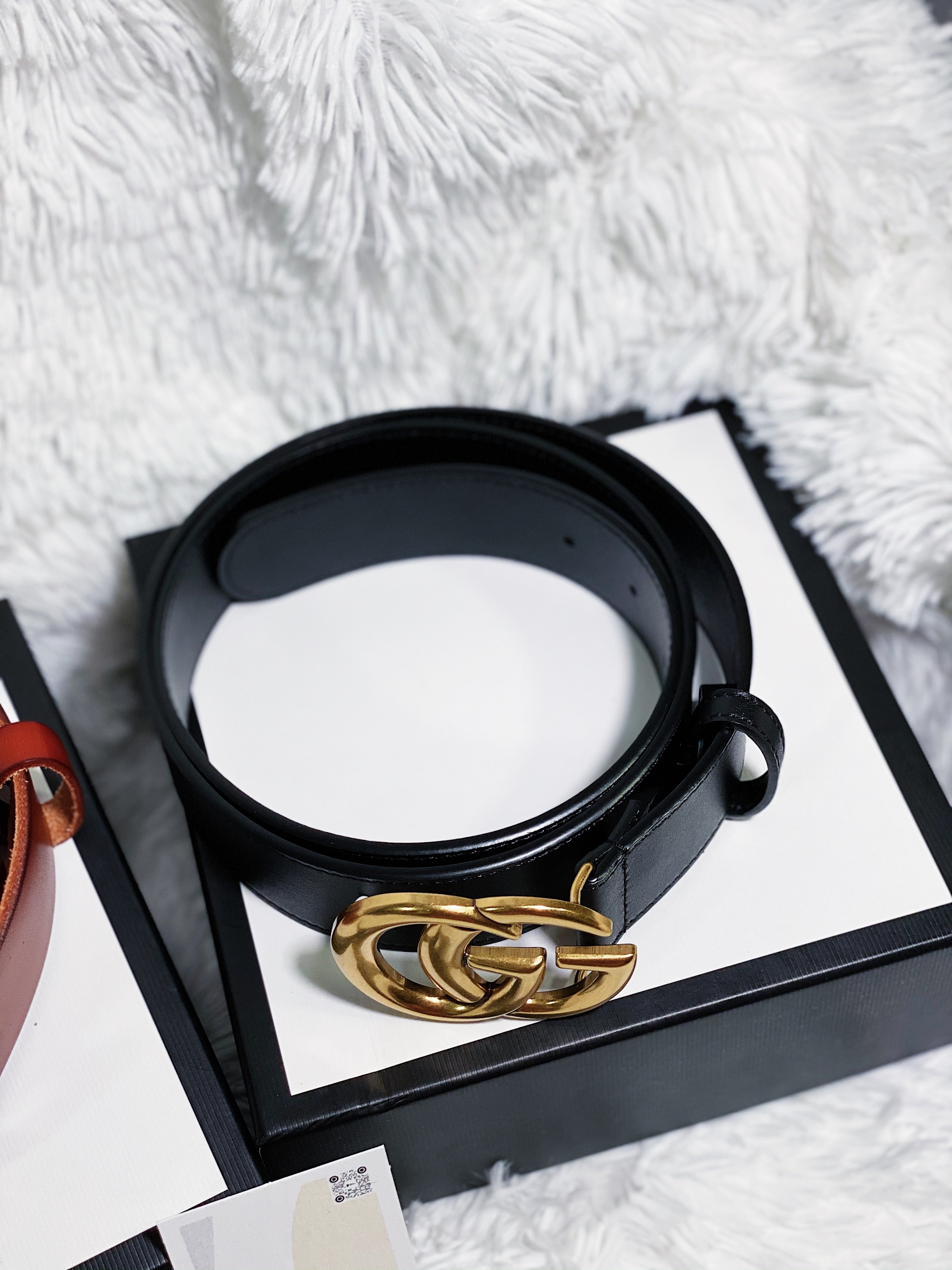 [TOP] GUCC! GG Buckle Leather Belt 3.8cm - BLACK - Gucci