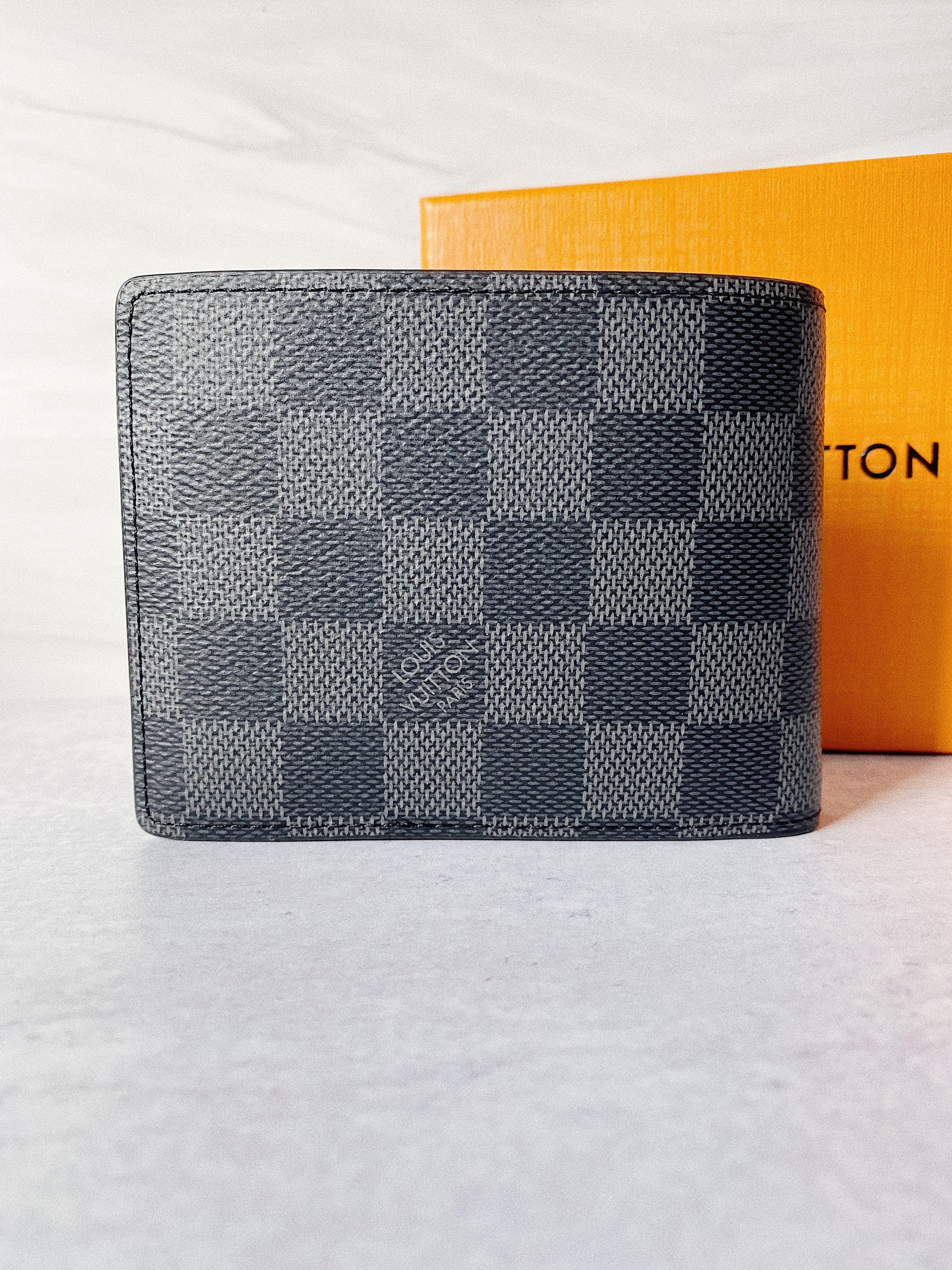 [TOP] L&V L*uis V*itton Damier Ebene Marco Wallet - Black - LV Louis Vuitton