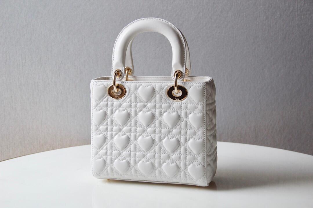[TOP] D!or Lady Christian Dior Bag ABC Lady Heart Pattern Medium - White & Red Hardware - Christian Dior