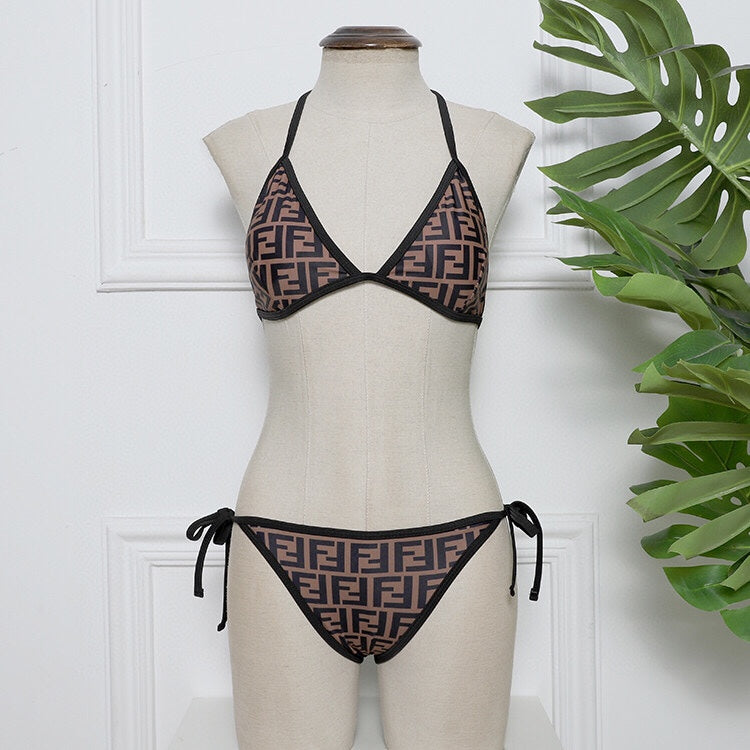 [TOP] F€NDI F€ndi Synthetic Bikini - Black and Tobacco - Fendi