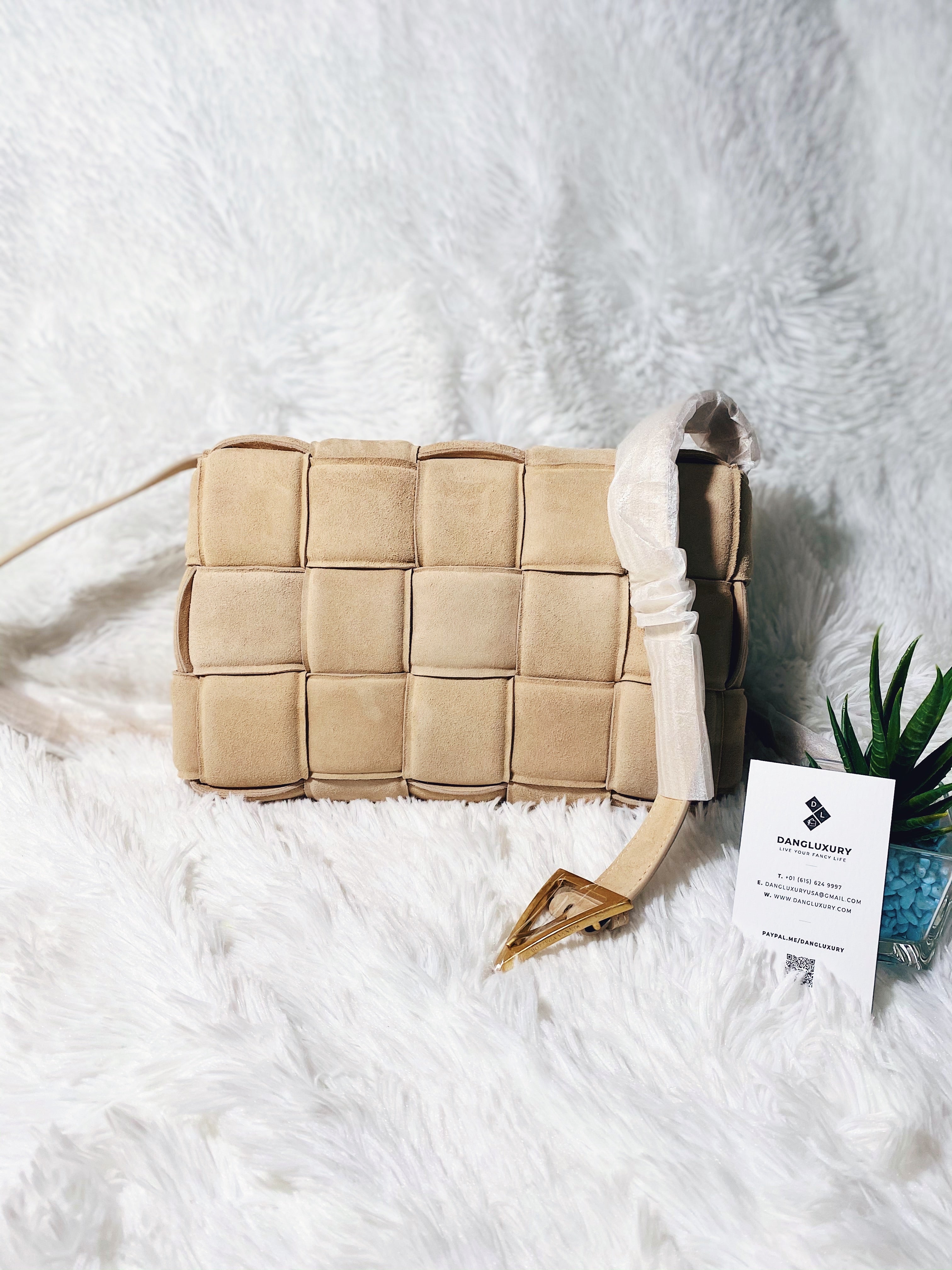 [TOP] B&V B*V Padded Suede Bag - Cream - Bottega Veneta