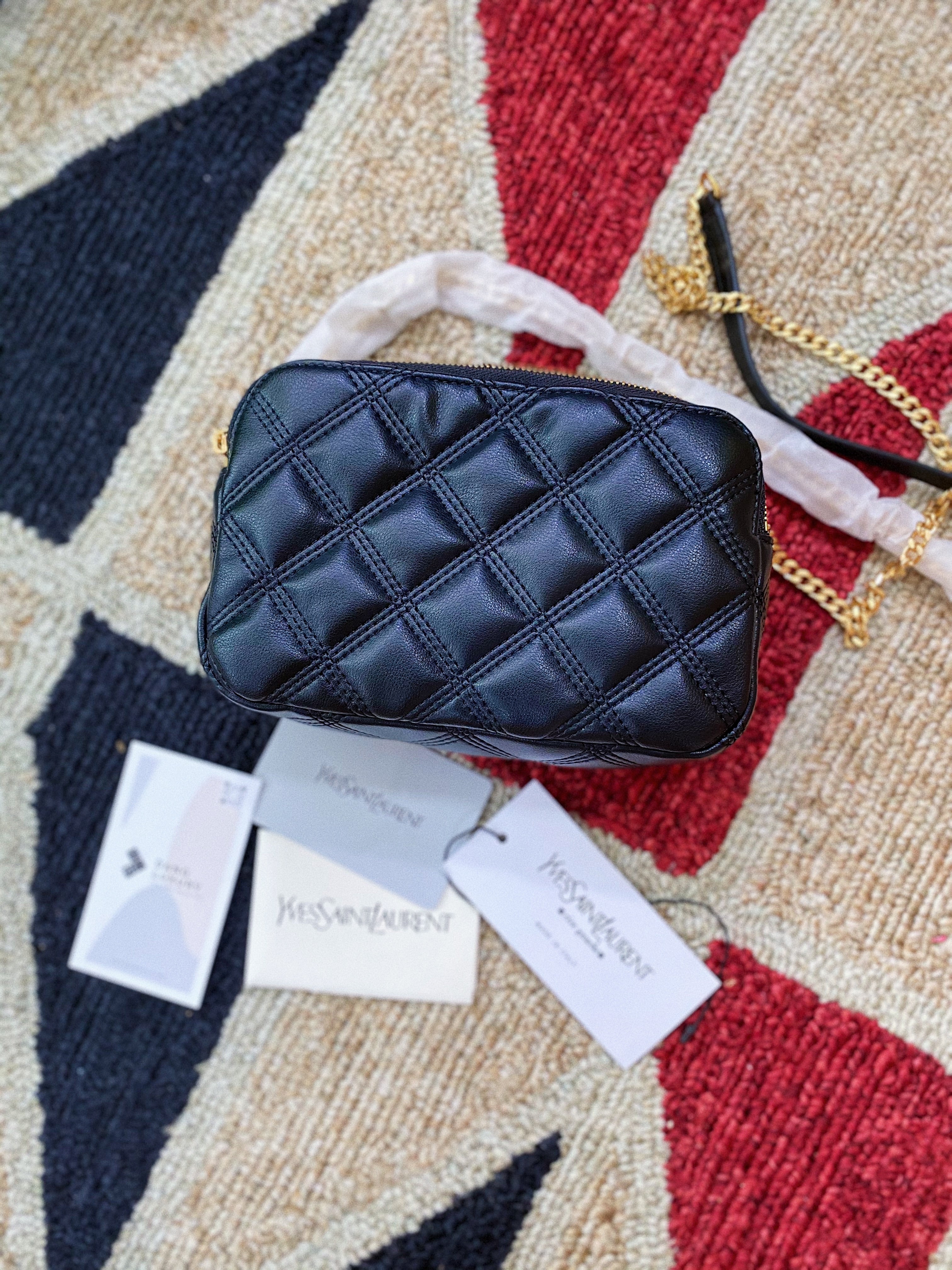 [TOP] Y$L YSL Black Becky Double Zip Pouch - Ysl Yves Saint Laurent
