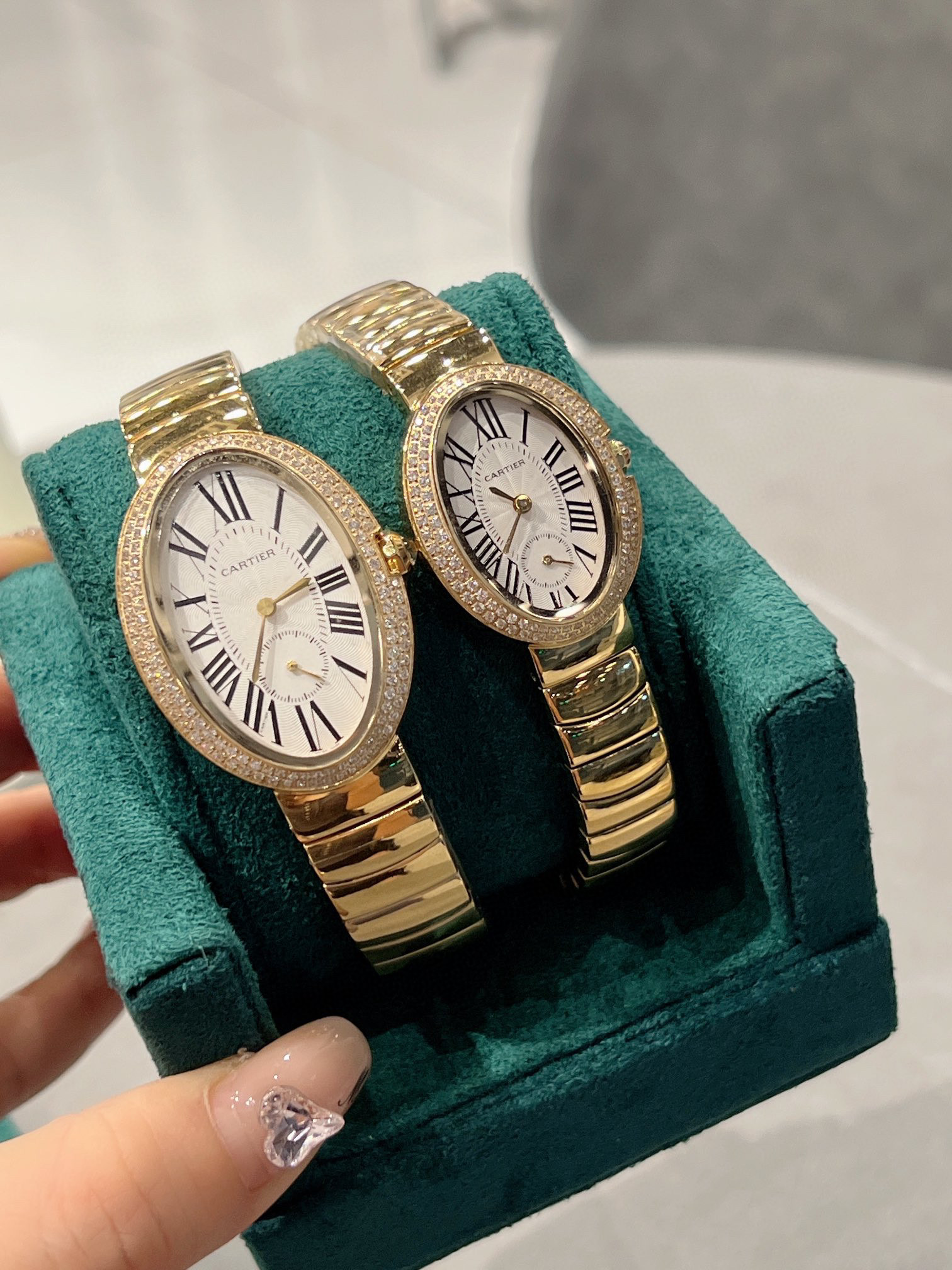 [TOP] C@rtier BAIGNOIRE WATCH Gold Steel Diamonds- Large/Small - Cartier