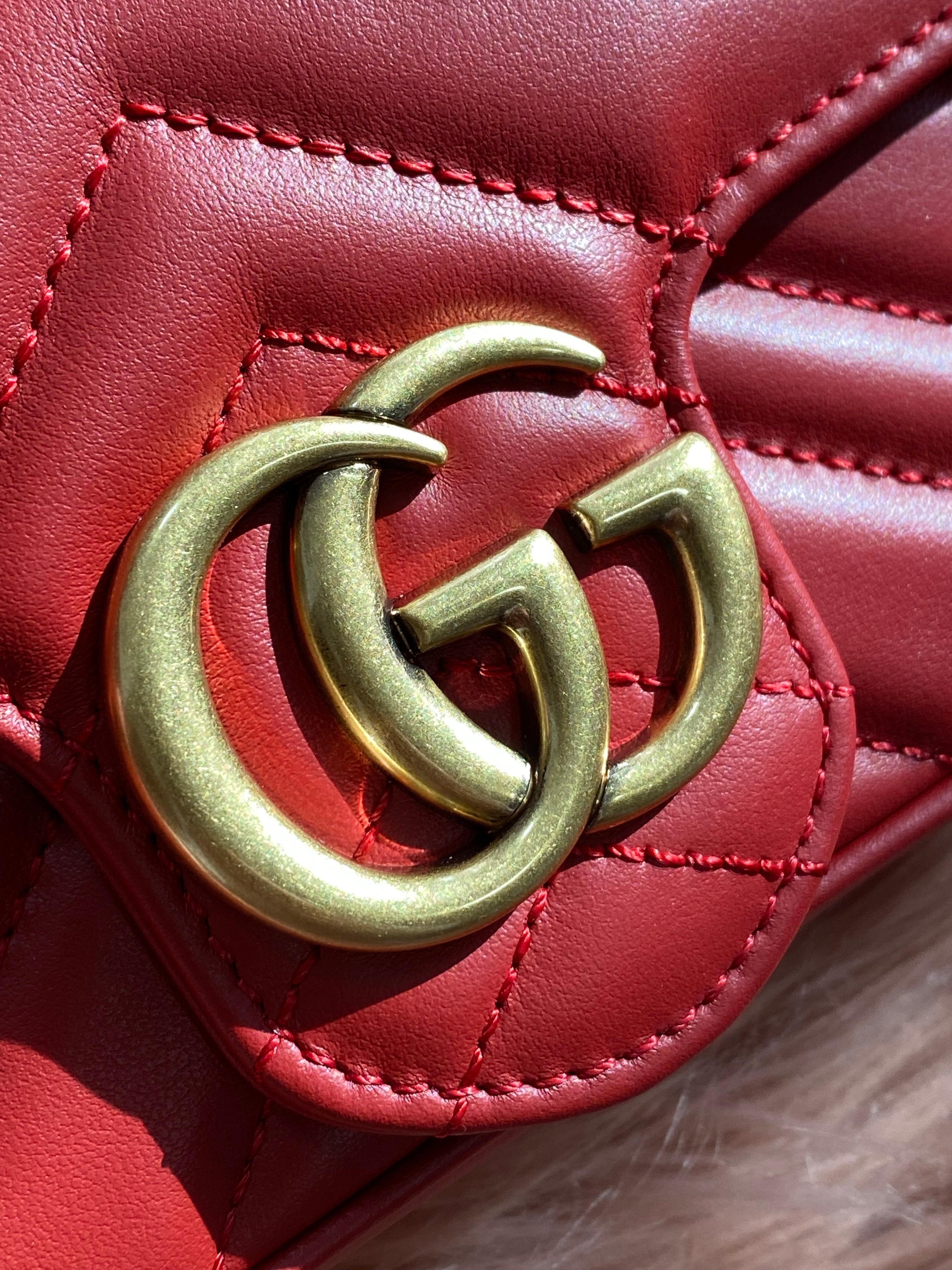 [TOP] GUCC! GG Marmont Bag Super Mini 16.5 - Red - Gucci