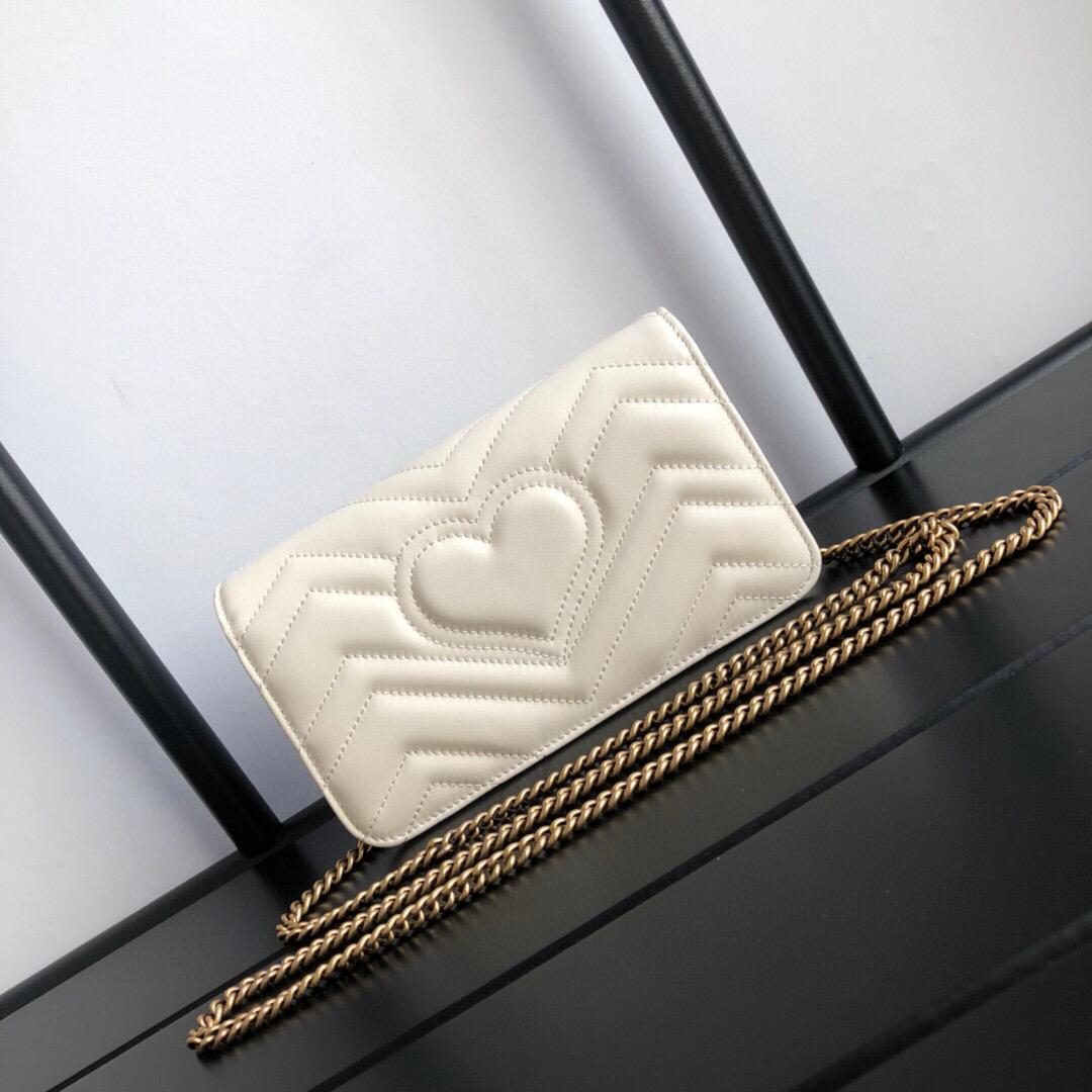 [TOP] GUCC! GG Marmont Shoulder Clutch - White - Gucci