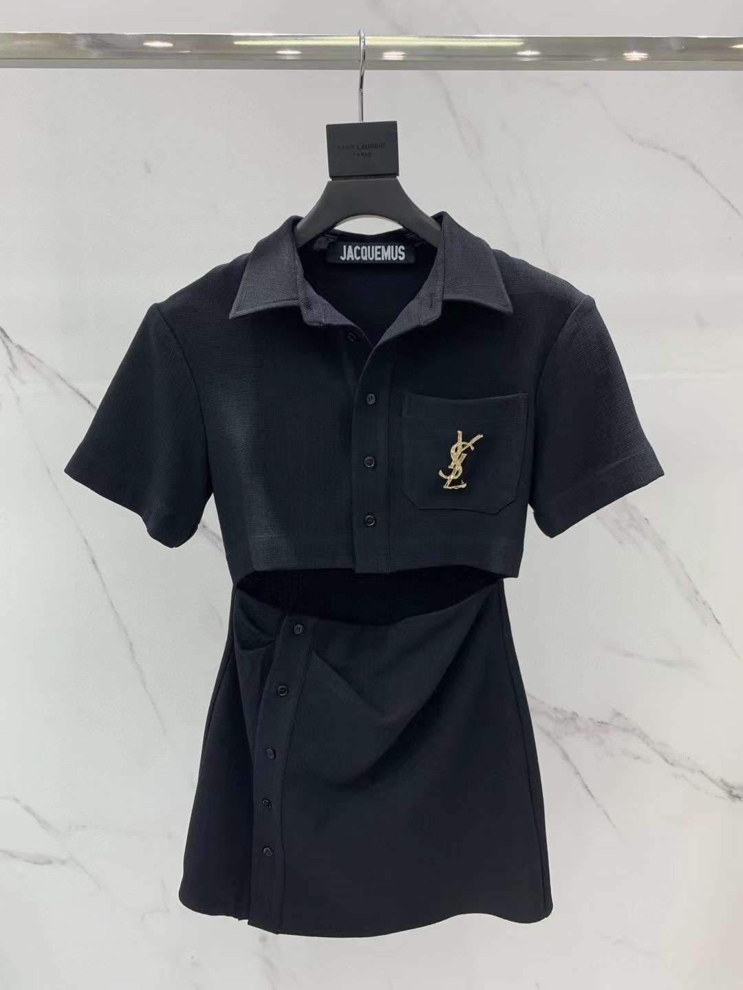[TOP] Y$L La Robe Arles Shirt Dress - Black - Ysl Yves Saint Laurent
