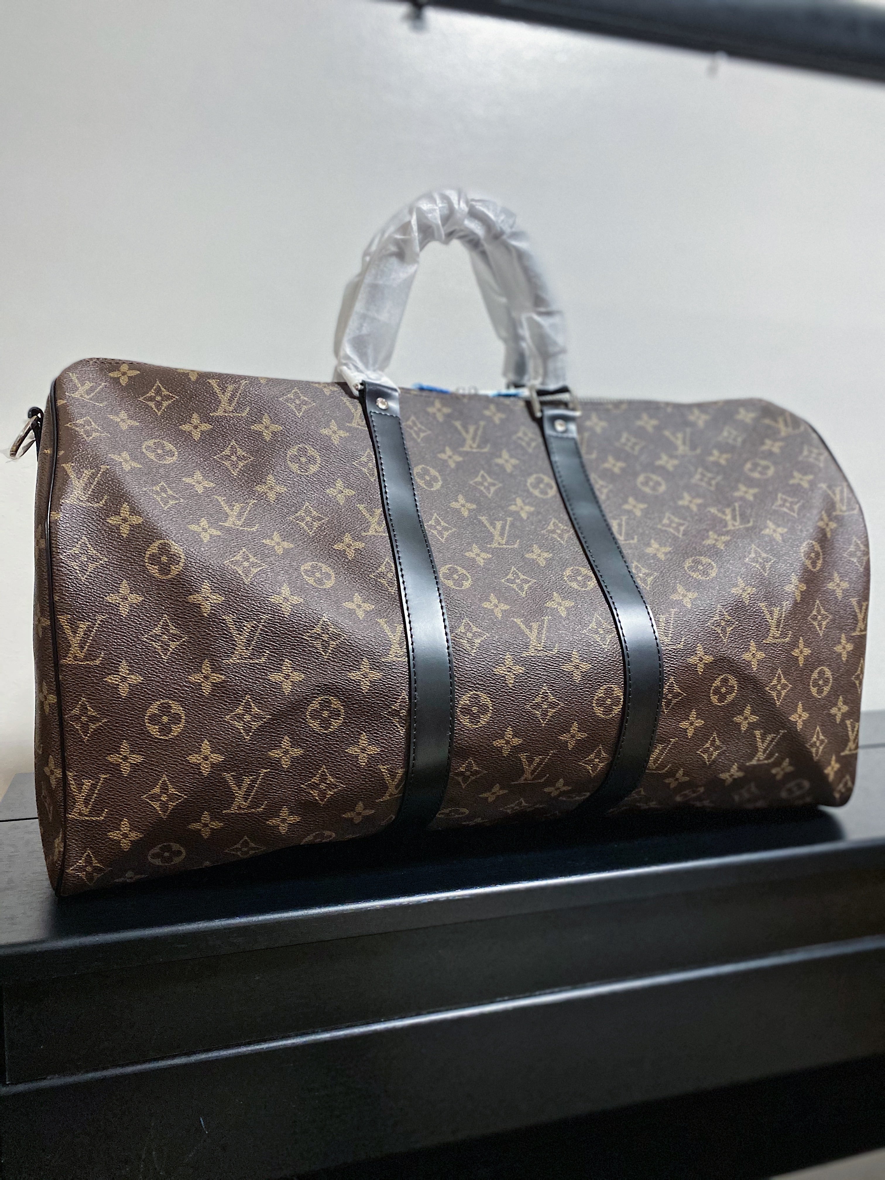 [TOP] L&V Loui$ Vu!tt0n Keepall Bandouliere Travel Bag 50cm - Monogram Black Trim Leather - LV Louis Vuitton