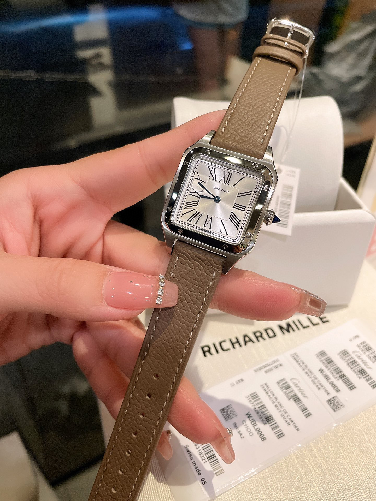 [TOP] C@rtier Santos - Dumont Lady Watch Leather - Cartier