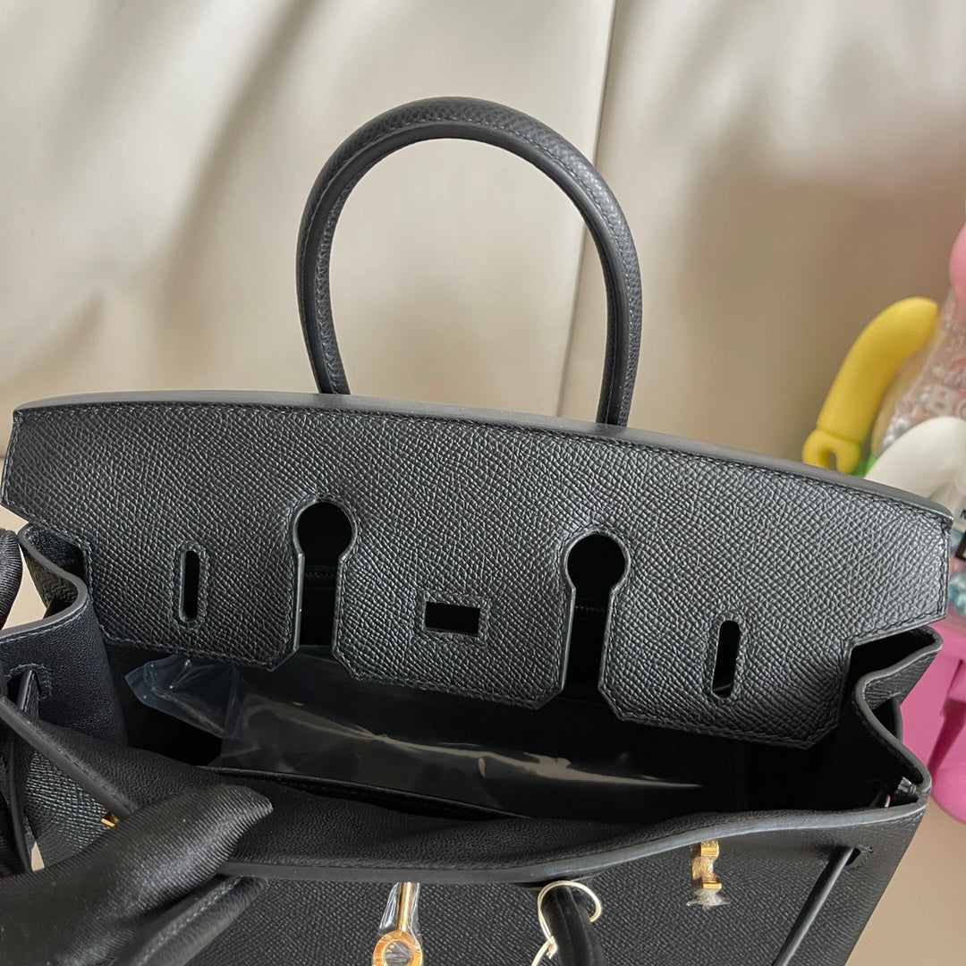 [TOP] H€RMES Birkin Epsom Bag 25cm - Black - Hermes