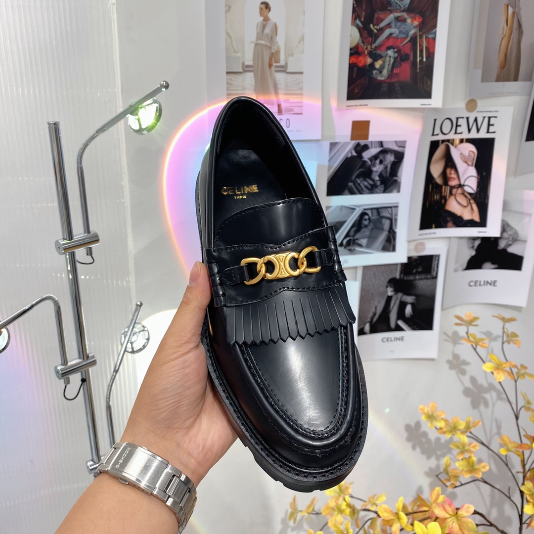 [TOP] C€LINE Cowhide Leather Shoes - Black - Cline