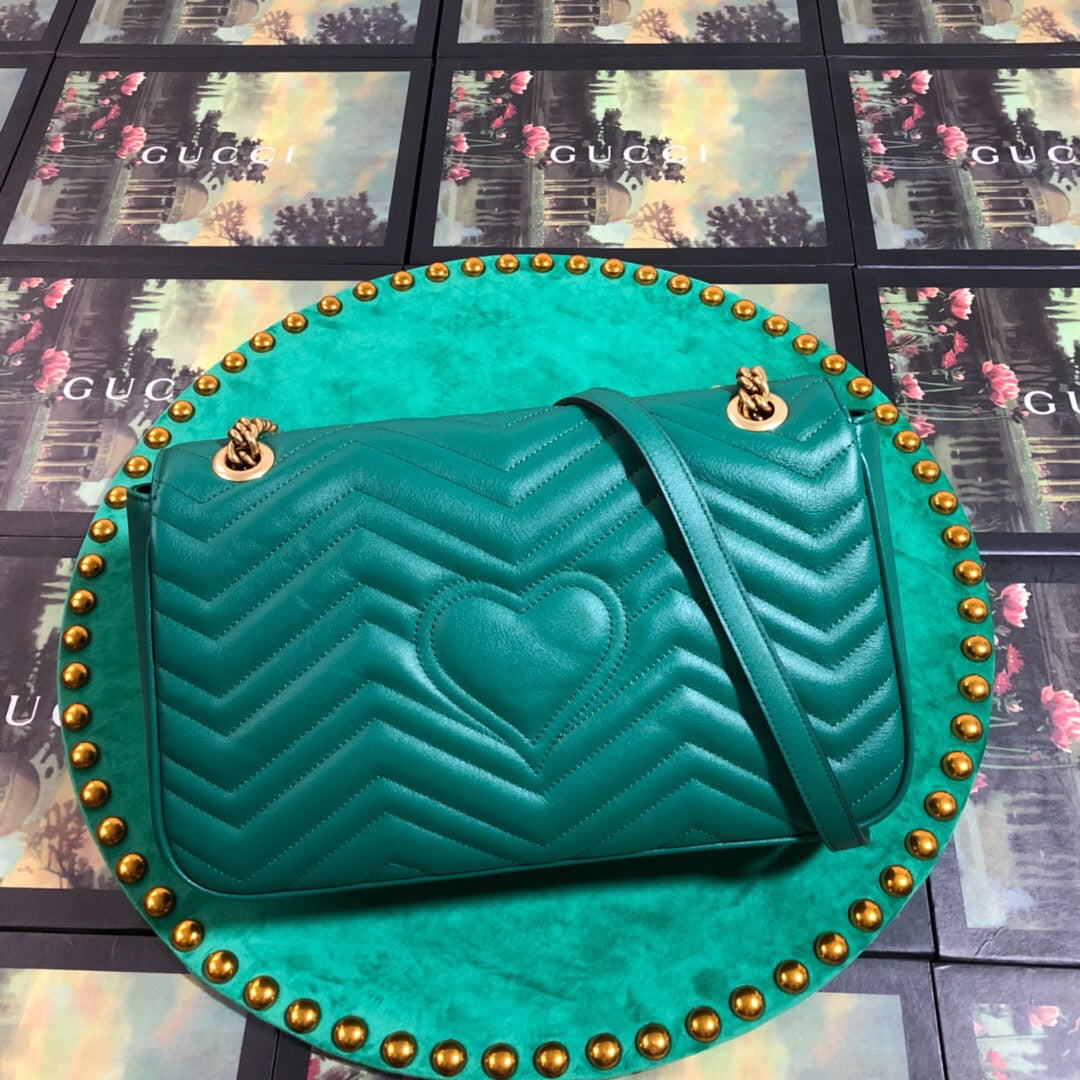 [TOP] GUCC! G*G Marmont Bag Medium 31cm- Green - Gucci