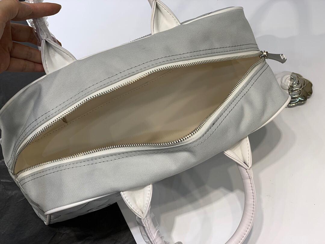 [TOP] CH@NEL Canvas Boston Bag - Grey - Chanel