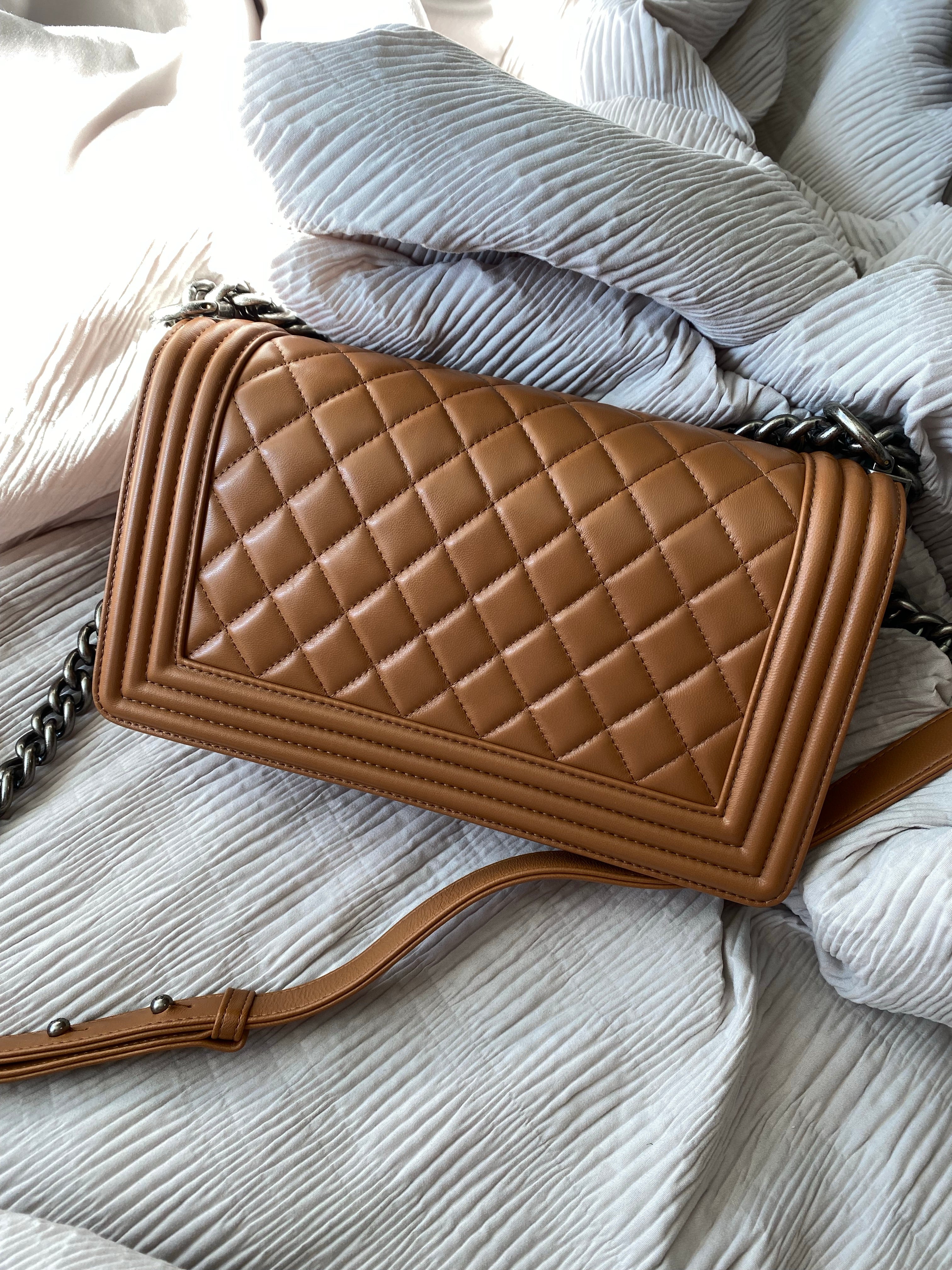 [TOP] CH@NEL Boy Bag Quilted Medium - Brown & SHW - Chanel