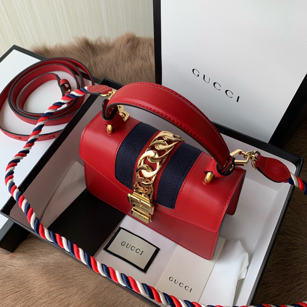 [TOP] GUCC! G*G Sylvie Leather Bag - Red - Gucci
