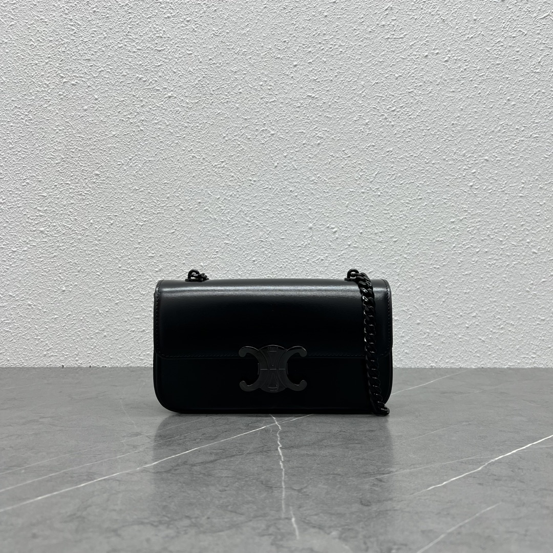 [TOP] C€LINE Triomphe Shoulder Bag - Black - Celine