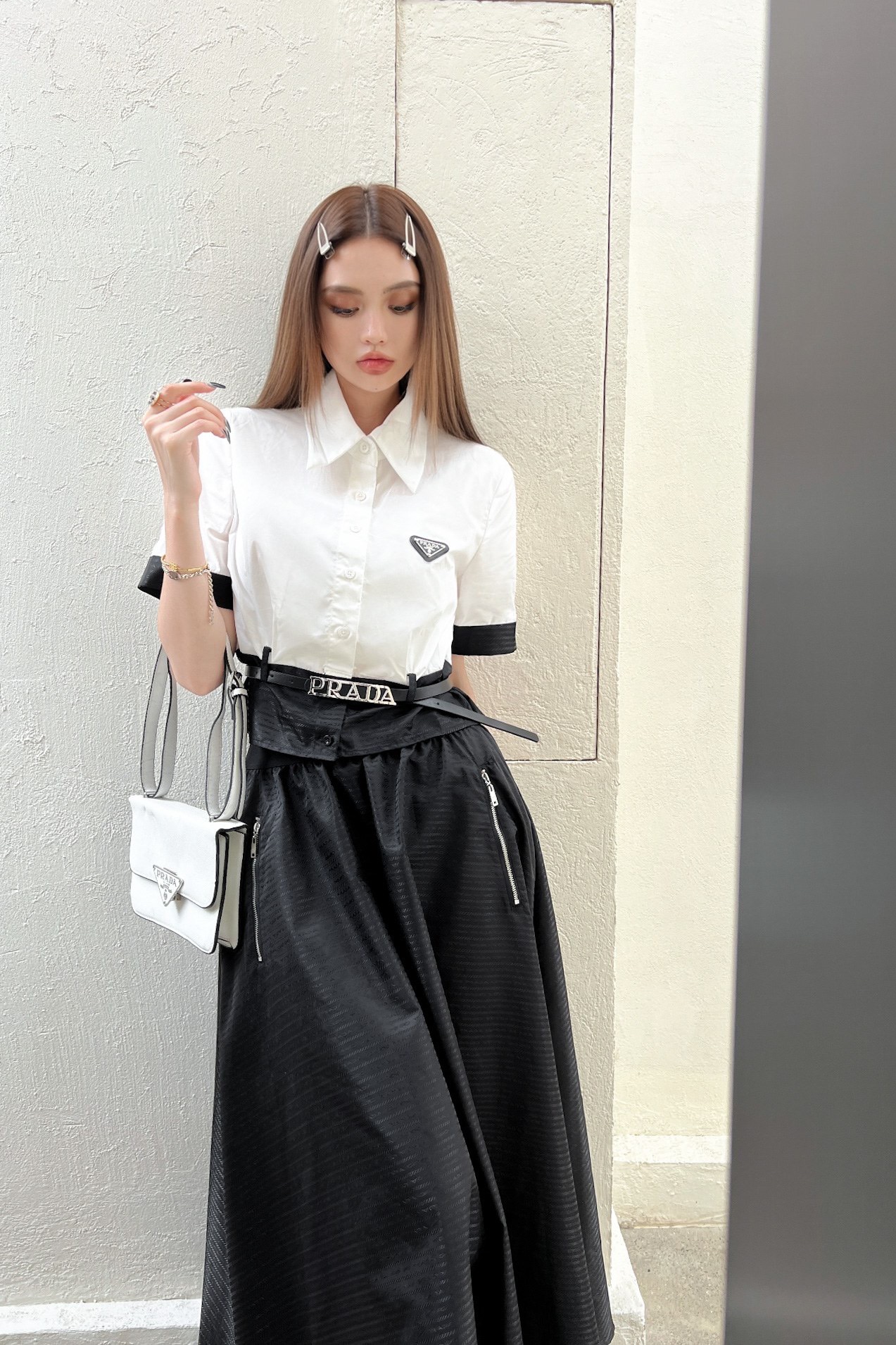 [TOP] PR@DA Shirt and Skirt Set - Black/White - Christian Dior