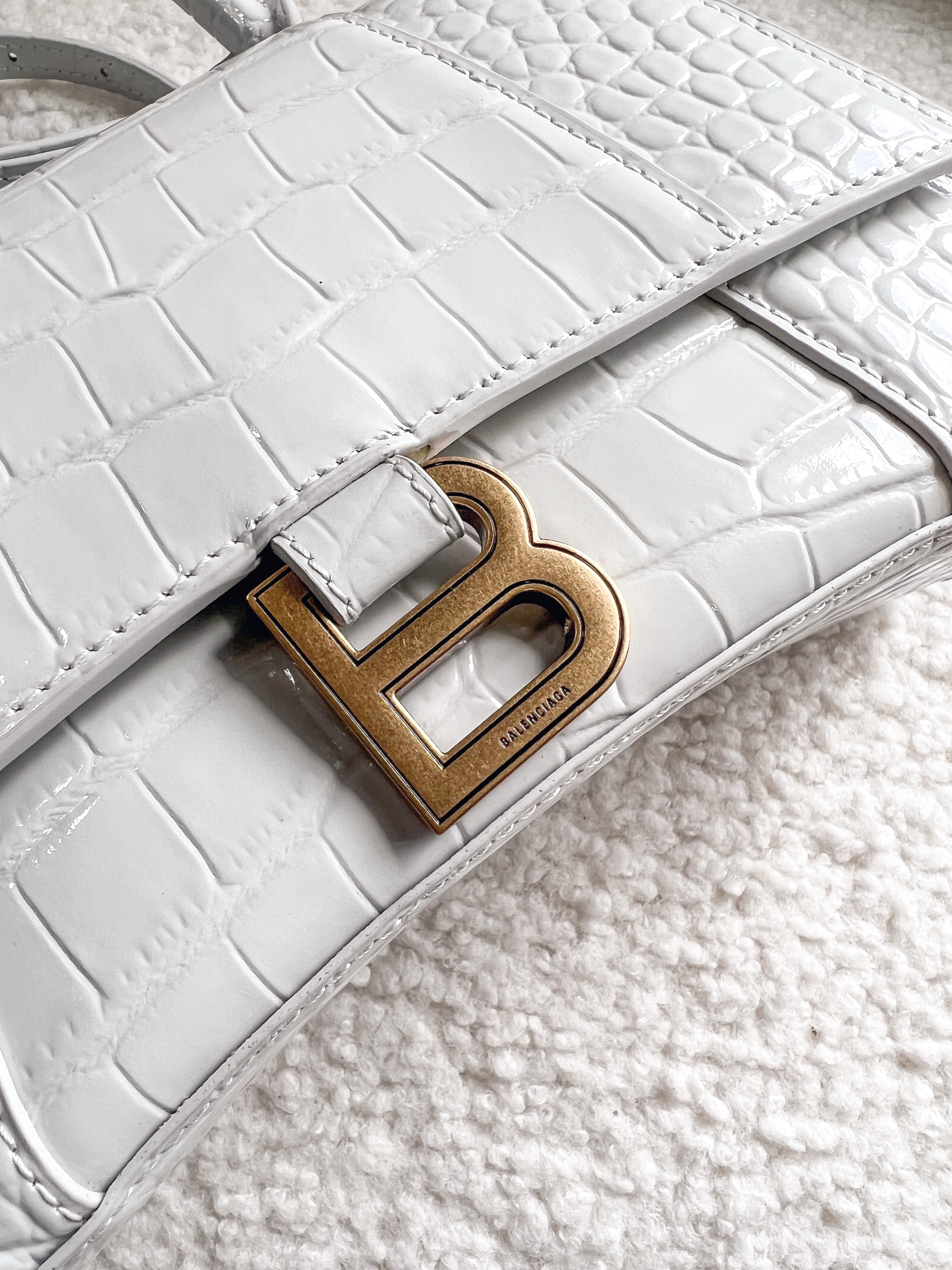 [TOP] BAL€NCIAGA Hourglass S Croc Bag - Off White - Balenciaga